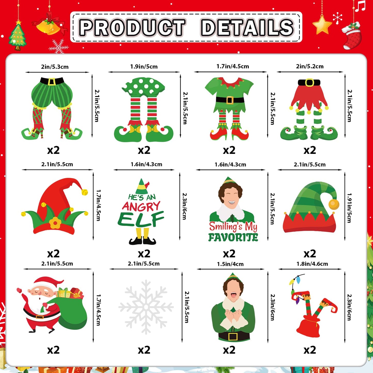 24 Pcs Christmas Cupcake Toppers Christmas Cake Decorations Buddy The Elf Decorations Elf Party Decorations