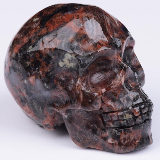 QLRSUXN 2 Inch Mahogany Obsidian Crystal Skulls Decor,Human Skull Sculpture Statues Healing Crystal Decor,Halloween Skull Figurines,Home Office Decoration Christmas Meditation Gifts for Men Women