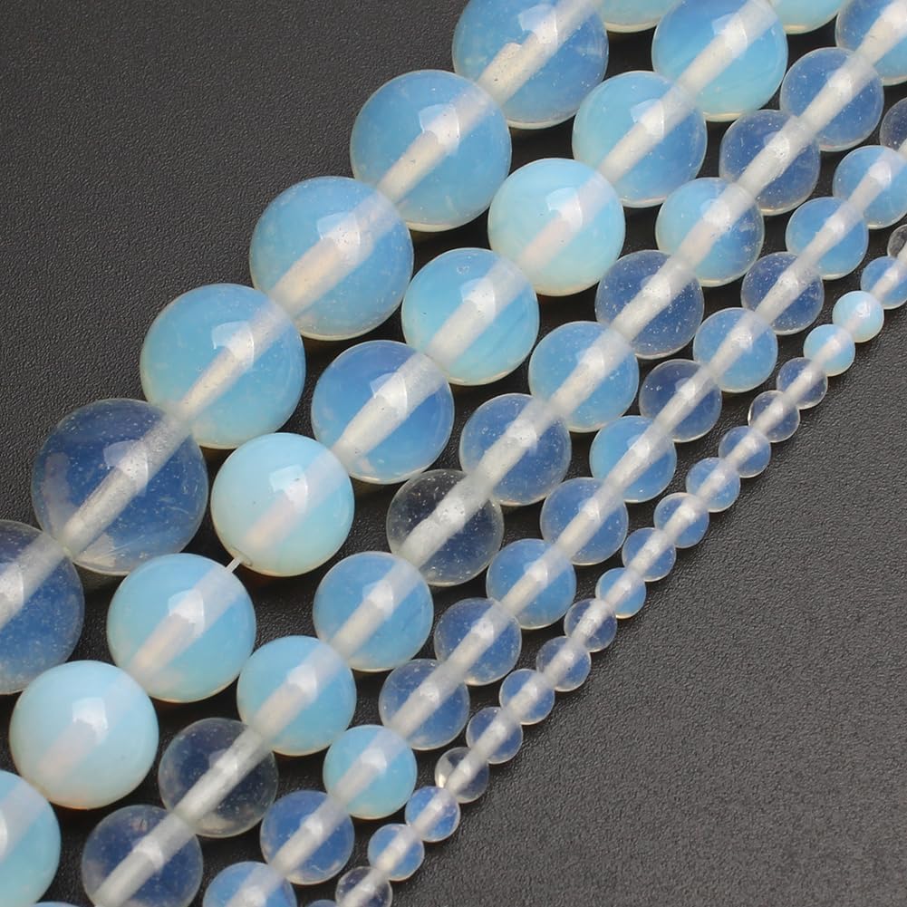Yochus 45pcs White Opal Beads，8mm Healing Power Natural Stone Round Loose Gemstone Beads for Jewelry Making Earring Necklace DIY Crafts