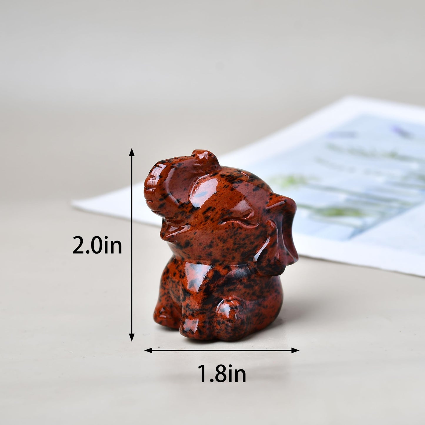 DZJXBZhu Red Obsidian Elephant Crystal Statue 2.0“ Healing Crstal Meditation Pocket Figurine Statue Gemston Hand Carved Polished Home Room Office Desk Decoration Gift Collect Gift for Woman