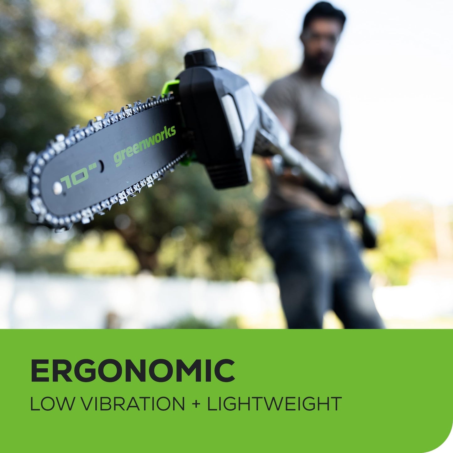 Greenworks 80V 10" Brushless Cordless Polesaw (Great For Pruning and Trimming Branches / 75+ Compatible Tools), 2.0Ah Battery and Charger