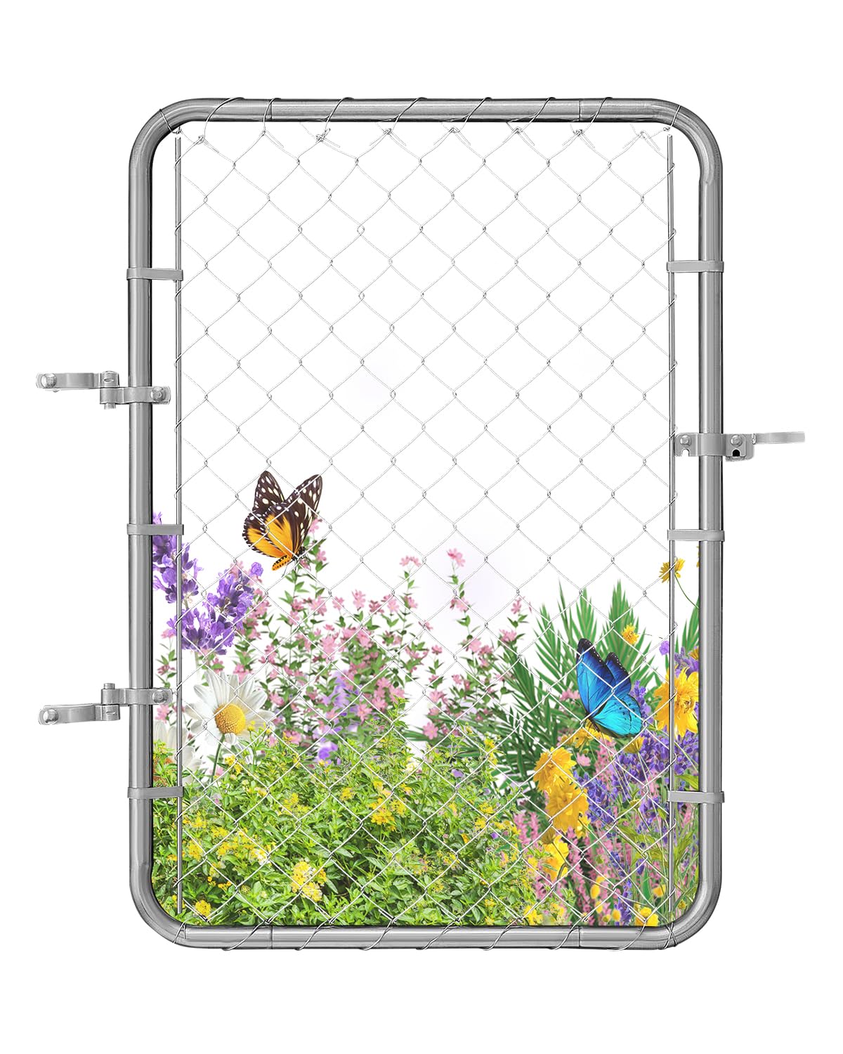 VEVOR Chain Link Fence Gate, 32 x 46 in, Adjustable Chain Link Fence Panel, Fit 2-4 ft (W) x 4 ft (H) Garden Fence Gate Opening, Rust-Resistant Galvanized Fencing Gate for Farm Posts Not Included
