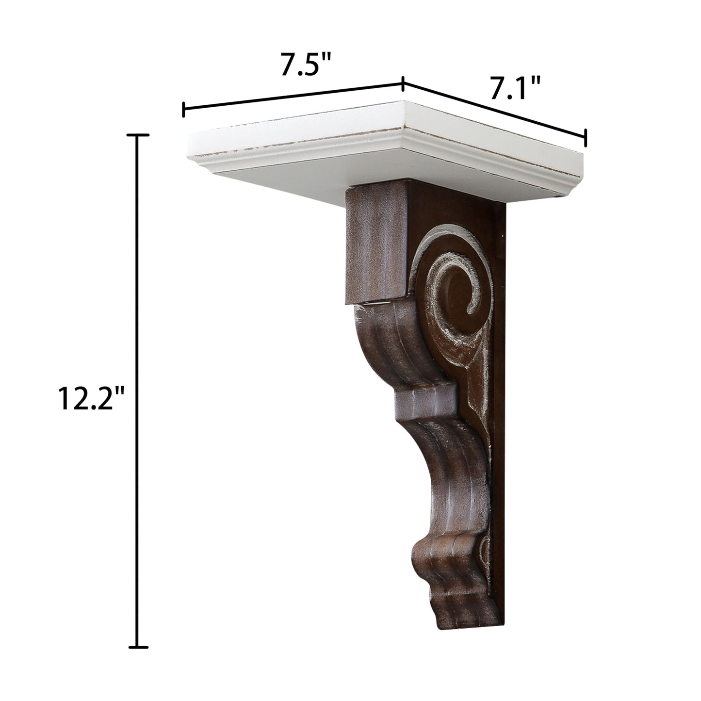 SOFE Small Wood Floating Shelf 12 Inches Tall, Farmhouse Wood Shelf for Wall, Decorative Rustic Candle Holder Shelf, White & Brown, Living Room, Bedroom, Dining Room Decor