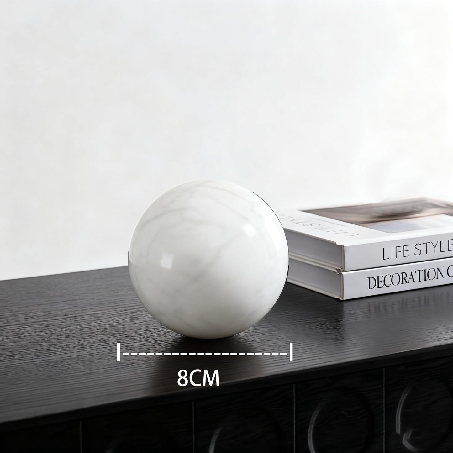 SIRIZEN-DIVING White Natural Marble Decorative Sphere Set, Heavy Solid Stone Balls for Home Decor, Bedroom, Entryway, Hotel, Dining Room Tabletop Display (8cm Diameter)