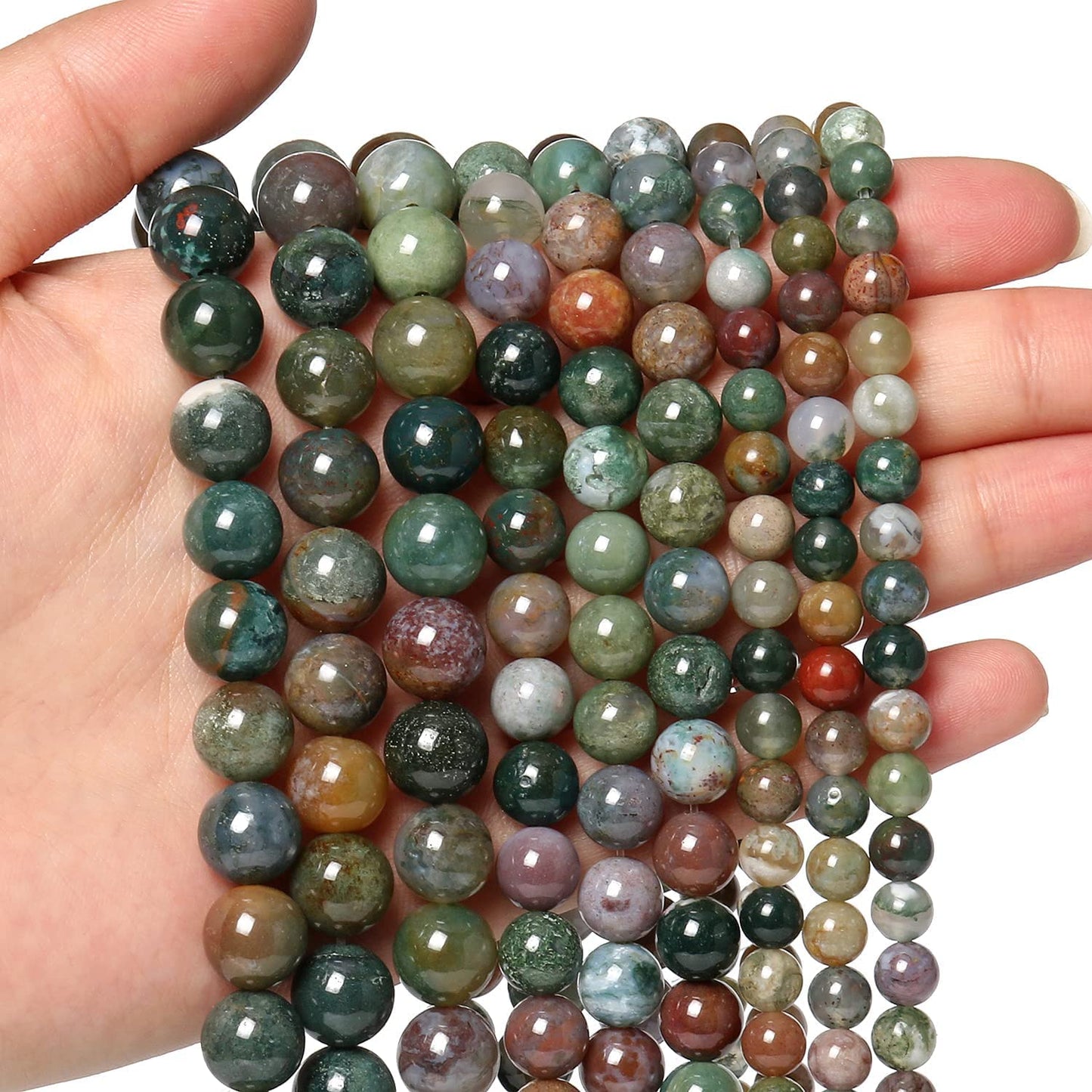 About 60pcs 6mm Natural Stone Beads Indian Agate Beads Crystal Gemstone for Jewelry Making, DIY Bracelet Necklace
