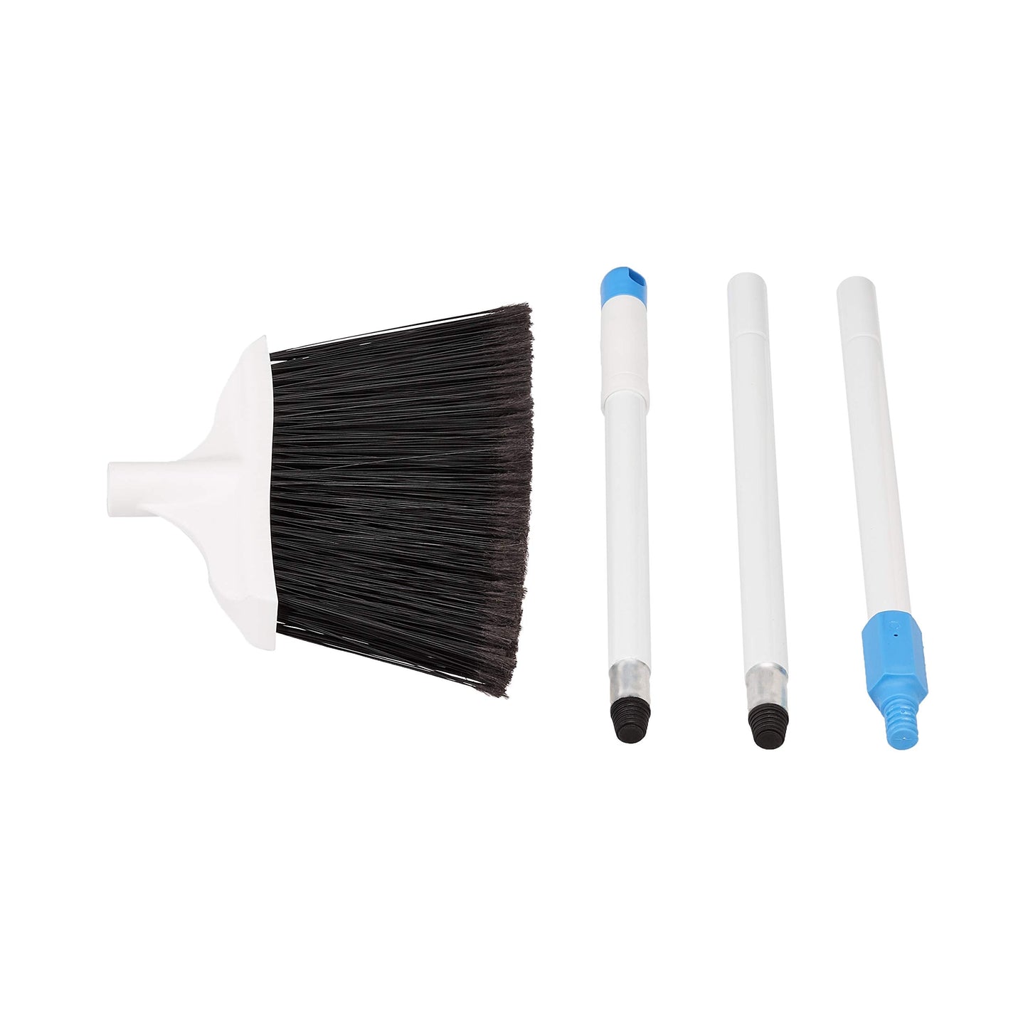 Amazon Basics Heavy-Duty Floor Cleaning Broom with Stiff Bristles, Sturdy 3-Piece Handle, Easy to Assemble, Indoor Outdoor Use for Driveways and Sidewalks, Blue and White