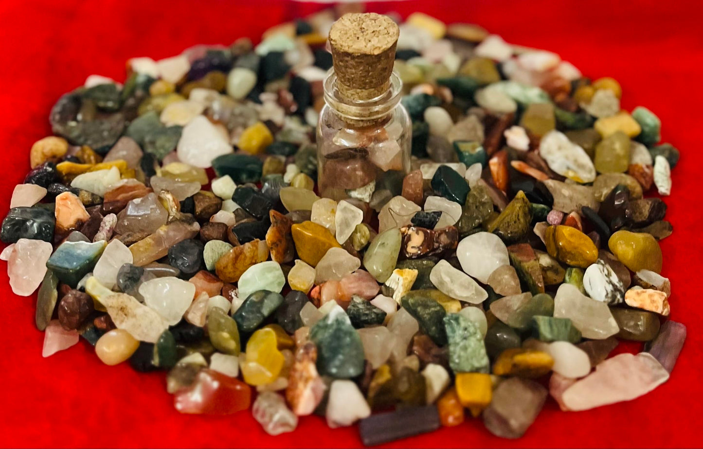 Indian Consigners Multi Assorted Gemstone Chips – 100g Natural Polished Mixed Crystal Stones for Jewelry Making, Decoration, Healing, Tabletop & Wall Art Projects
