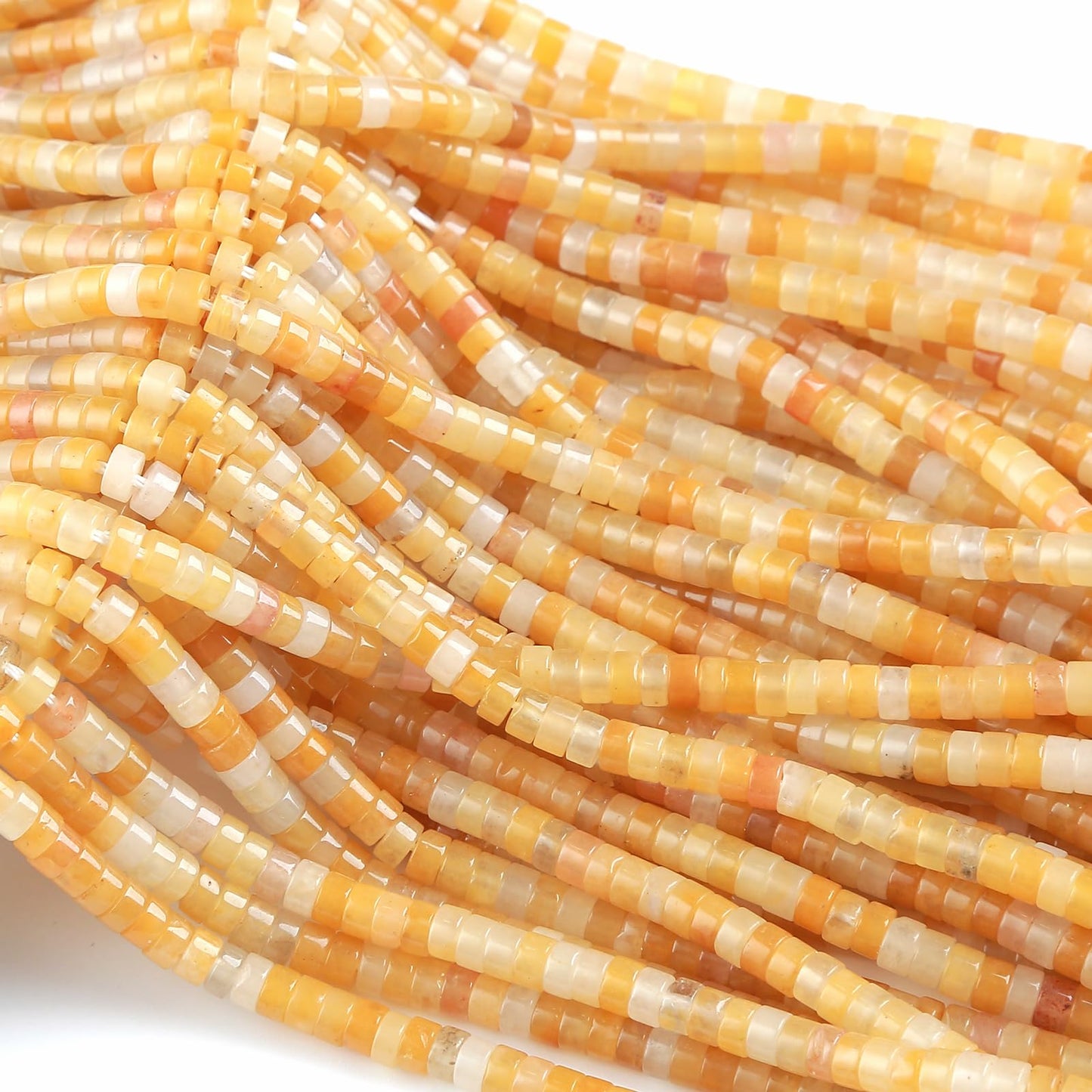150pcs 2x4mm Natural Yellow Aventurine Stone Tube Shape Beads Loose Flat Round Cylinder Flat Spacer Black Stone Beads for Bracelet Earrings Jewelry Making
