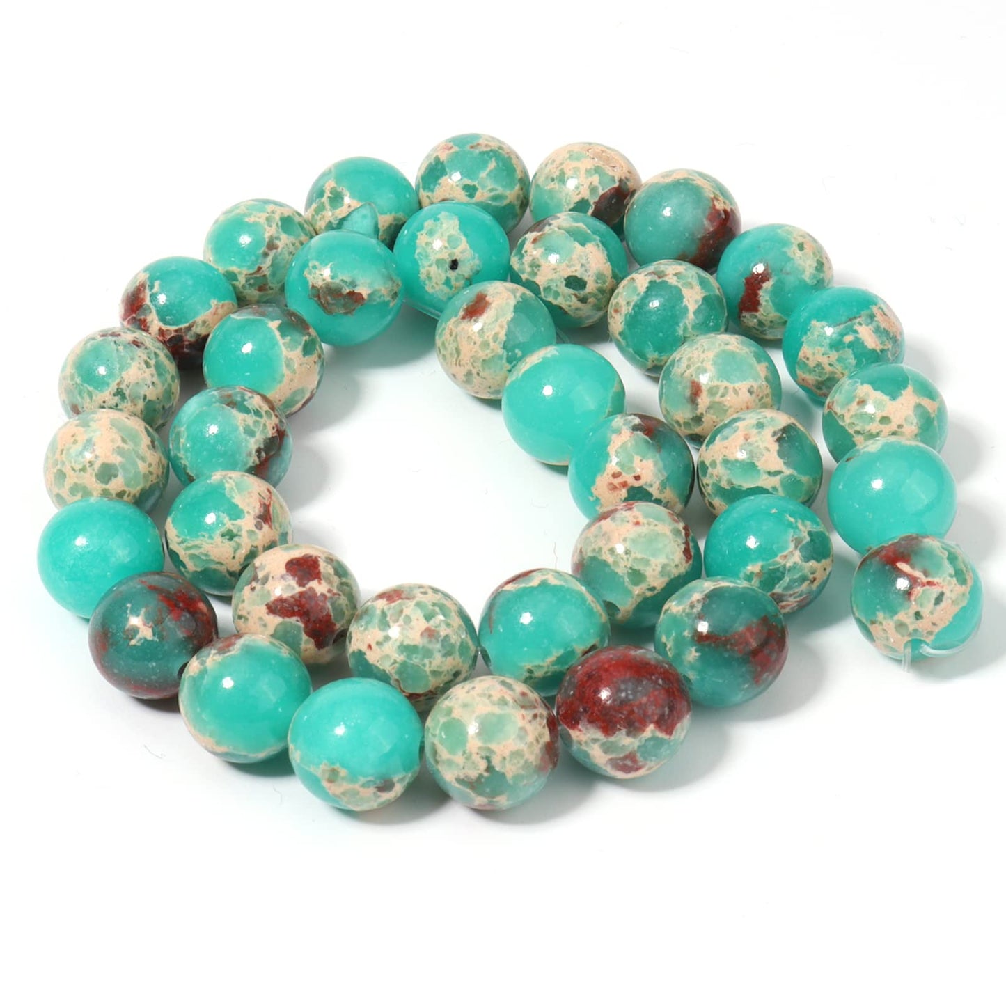 45pcs 8mm Natural Stone Beads Green Snakeskin Jasper Beads Energy Crystal Healing Power Gemstone for Jewelry Making, DIY Bracelet Necklace