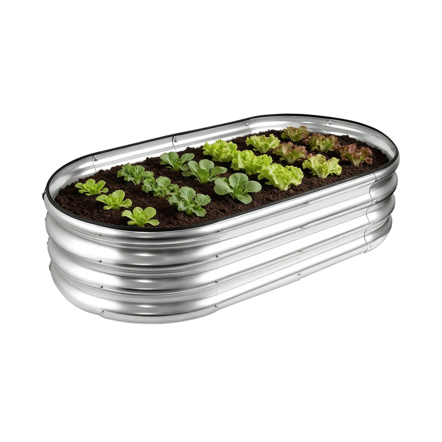 Faststar Galvanized Raised Garden Bed Outdoor, Easy Assembly Mental Planter Box with Safety Edging & Wing Nuts, Rust-Proof Metal for Garden Backyard Vegetables, Fruits 4x2x1ft Oval