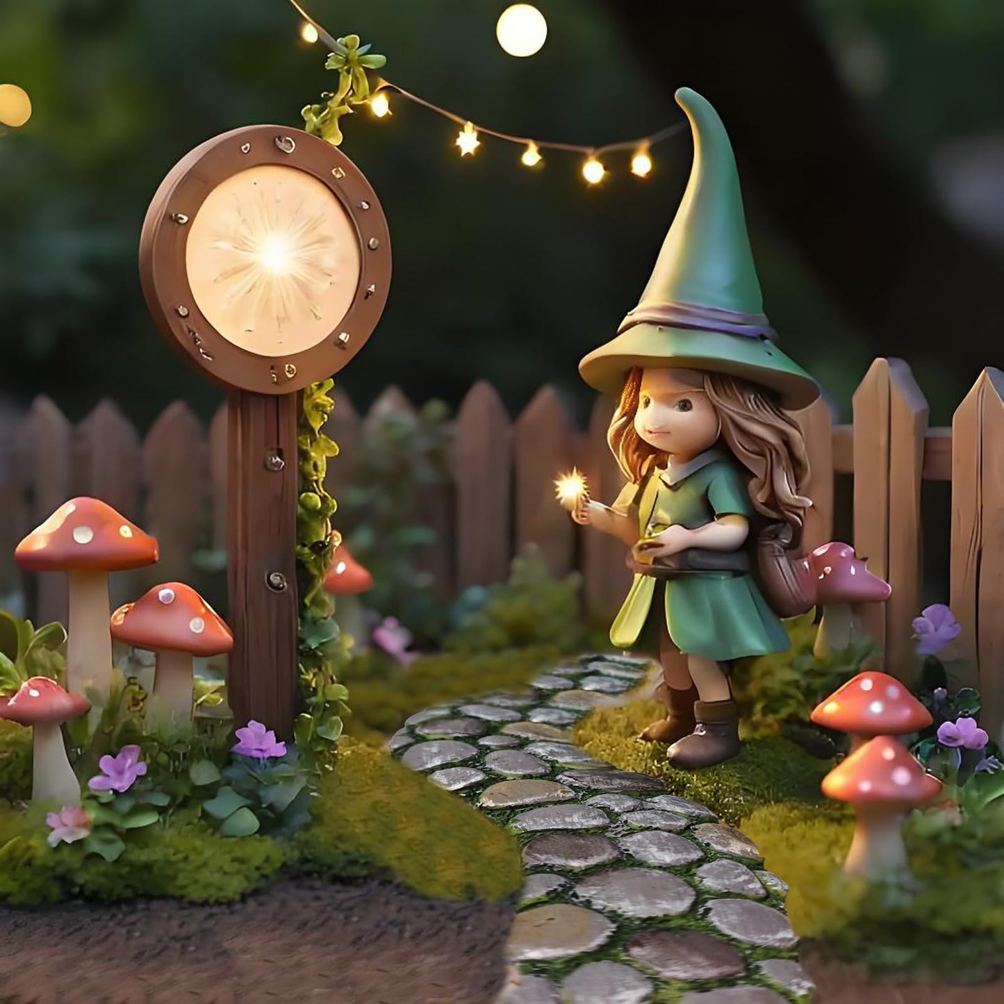 MUAMAX Fairy Garden Pathway, Miniature Stone Road, Green, Resin, Outdoor Statue, Home Decor, Fairy