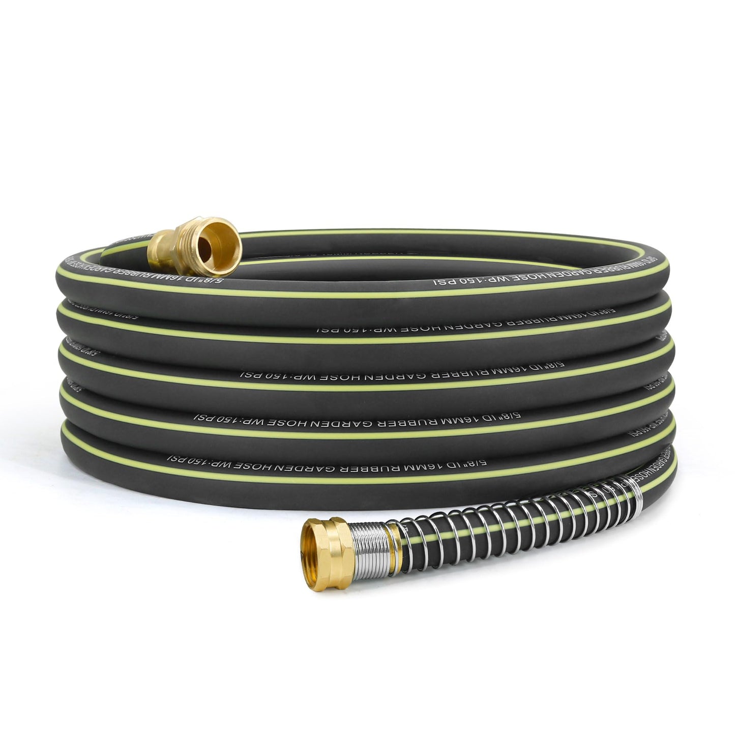 Wurzberge Lightweight Rubber Garden Hose 50 ft, 5/8" Hybrid Rubber Hose with Solid Brass Fitting, Water Hose Pipe for Outdoor, Cleaning & Washing