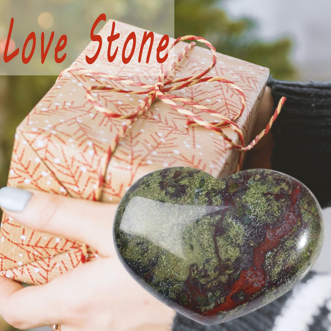 MAIBAOTA 45 mm Bloodstone Crystals Stones Heart Love Crystal Valentines Gifts for Herfriend Wife Palm Stone Reiki Crystal Gemstone Worry Stones for Anxiety