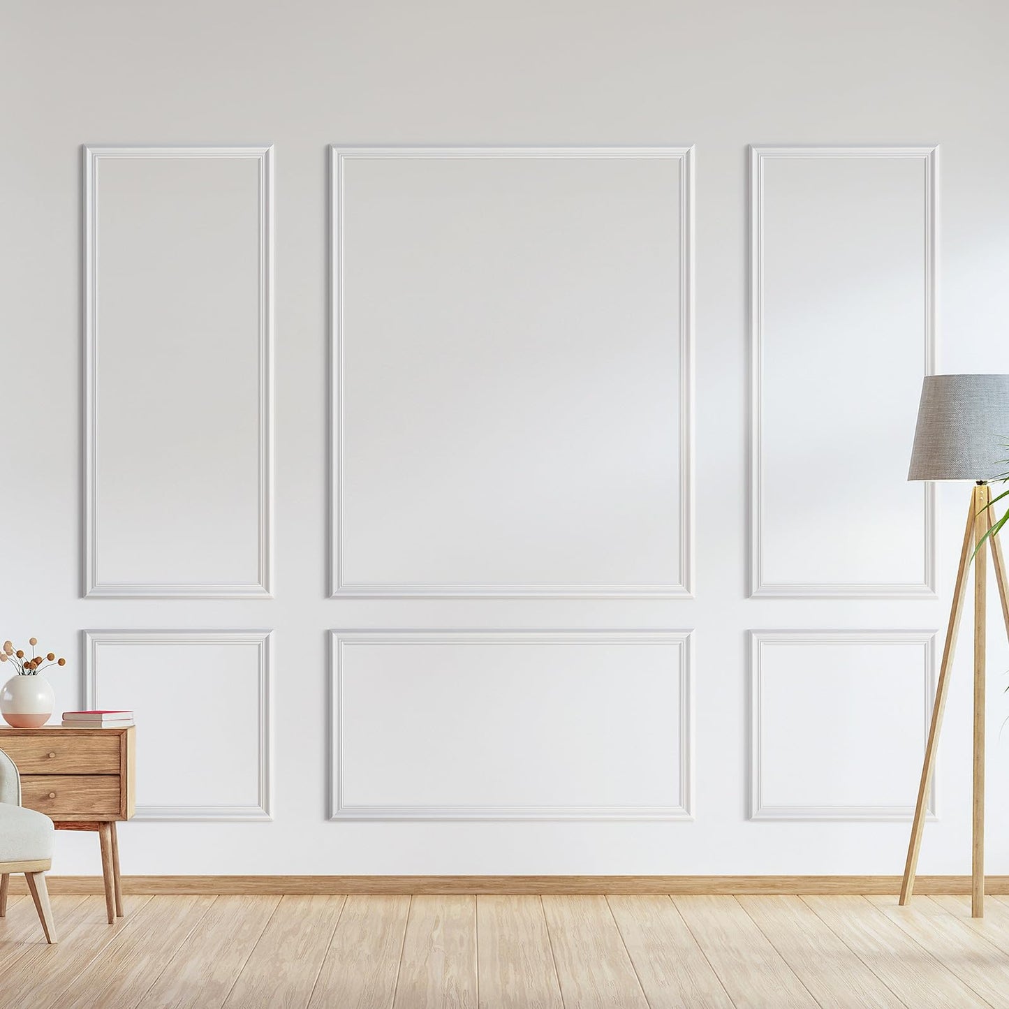 NOTASA Peel and Stick Wall Molding Kit, Accent Wall Panels for Interior Wall Decor with Double-Sided Tape, 3 Set Pre-Cut PS Wainscoting Panels (50 * 40 in)