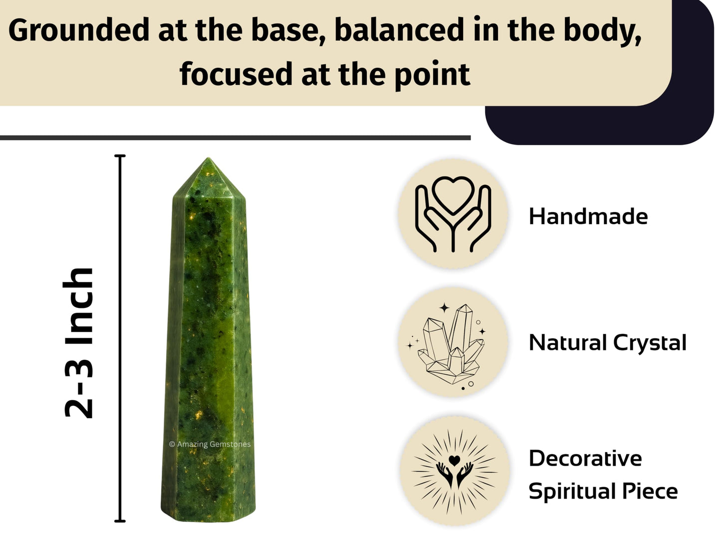 Amazing Gemstone Green Jade Crystal Towers - Natural Healing Crystal Point Obelisk for Reiki Healing and Crystal Grid (2" to 3" INCH)