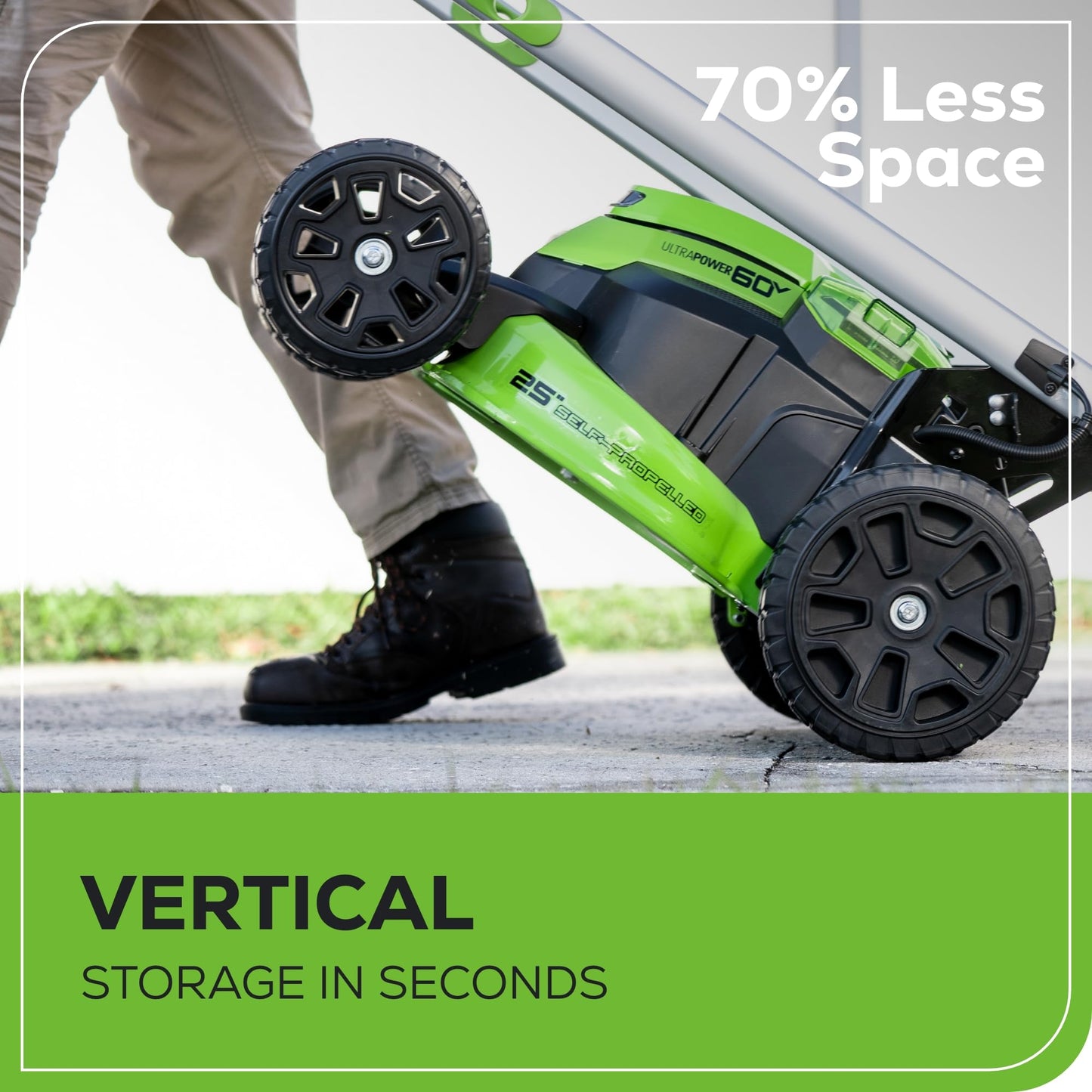 Greenworks 60V 25" Self-Propelled Cordless Lawn Mower – 2 x 4.0Ah Batteries & Fast Charger(75+ Tool Compatibility, 80Min Runtime)