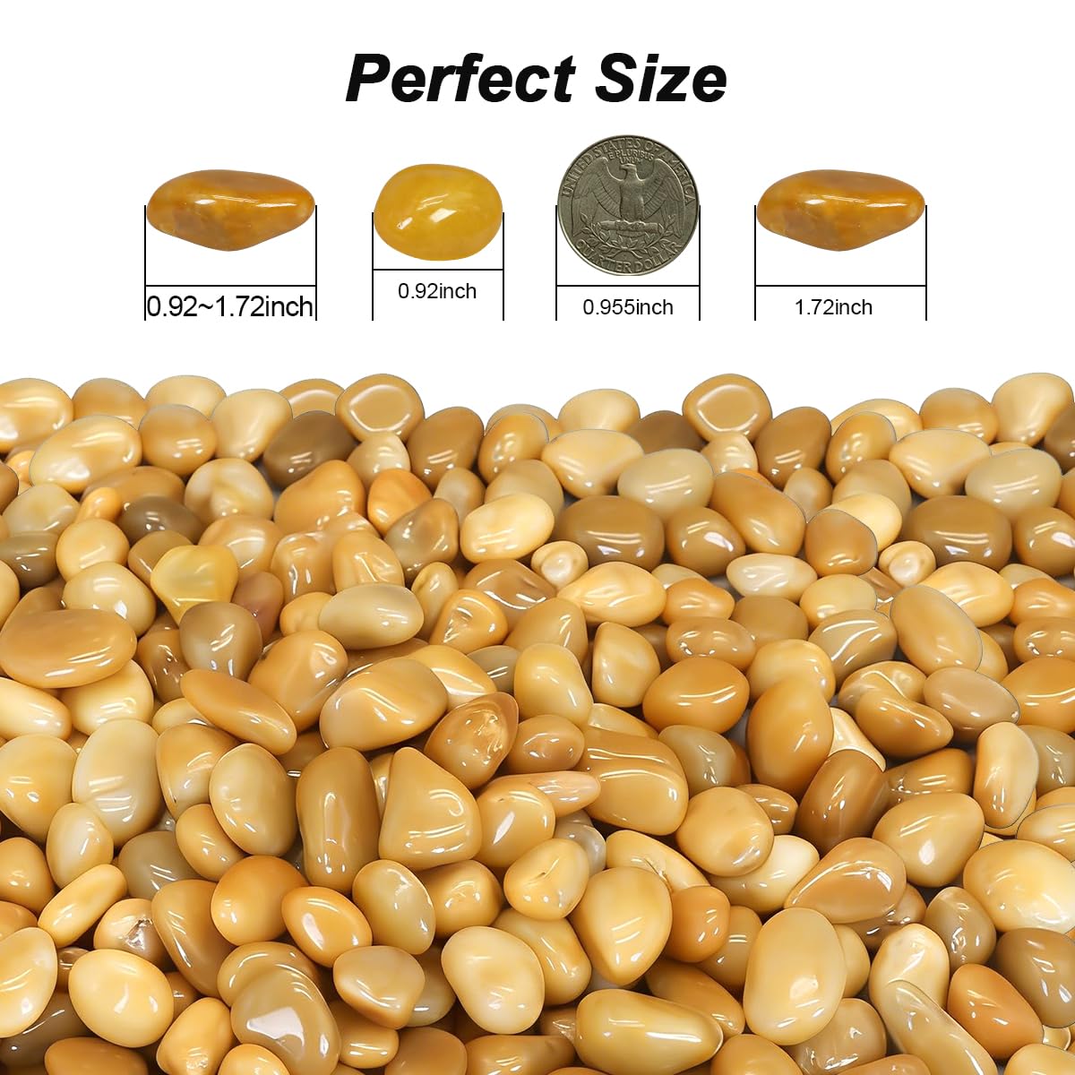 River Rocks for Landscaping,Virekm Decorative Ornamental Pebbles Garden Landscaping Stones Gravel Filler for Home Decoration Flower Bed Fish Tank Plants Vases Succulents (1, Yellow, 5 Pounds)