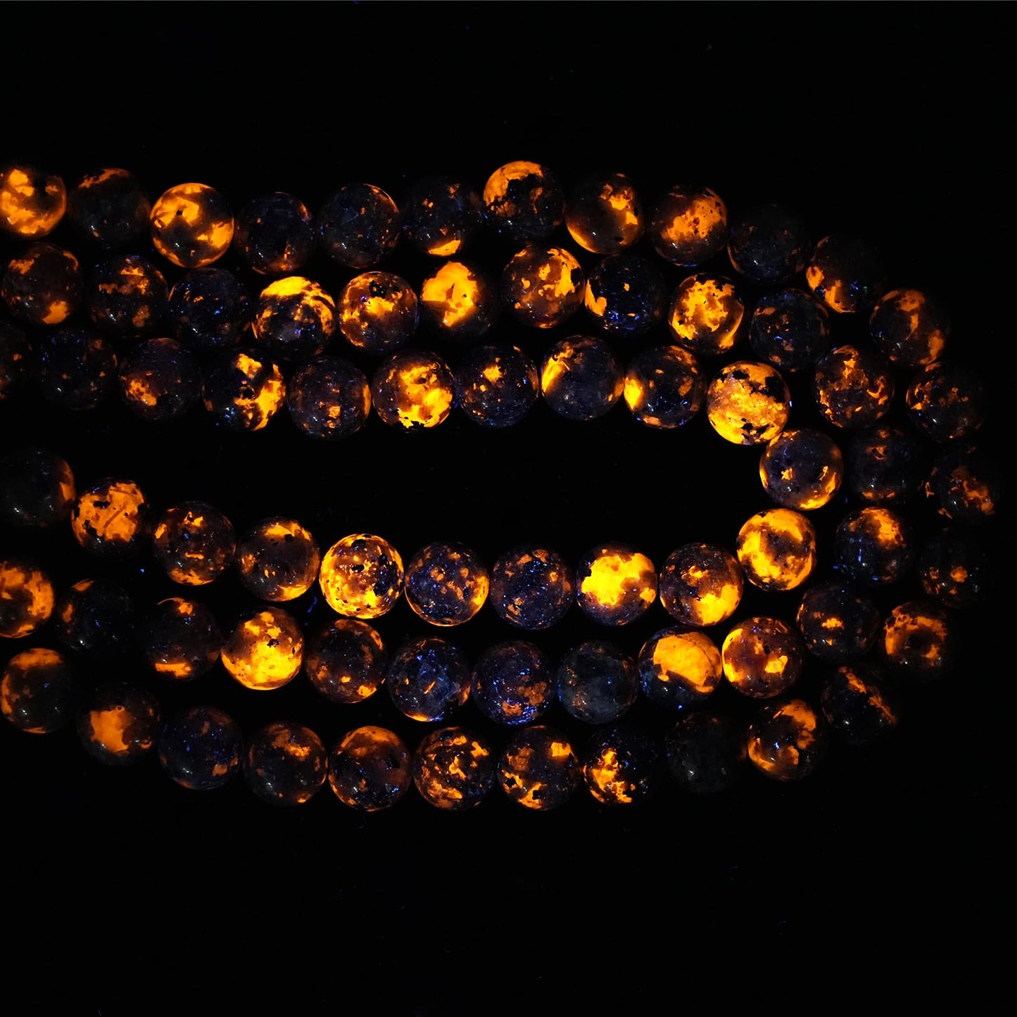 10mm Natural Flame Yooperlite Gemstone Beads Polished Round Smooth Stone Beads for Bracelets Jewelry Making 15inch Loose Beads