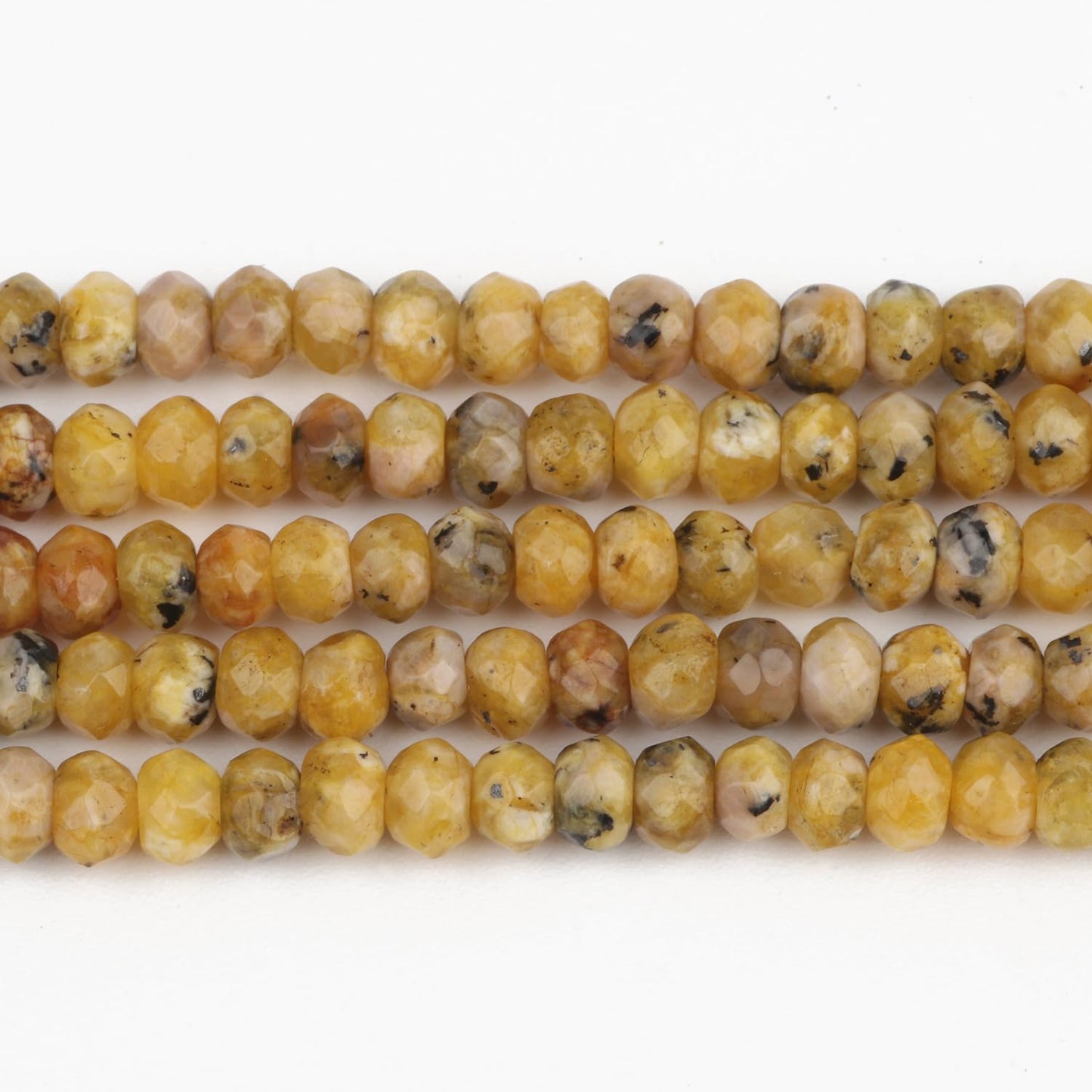 2 String 220PCS 3x5mm Natural Yellow Color Speckled Beads for Jewelry Making, Songxi Facted Loose Gemstone Beads for DIY Bracelet Necklace Making Supplies with Energy Healing Chakra Power