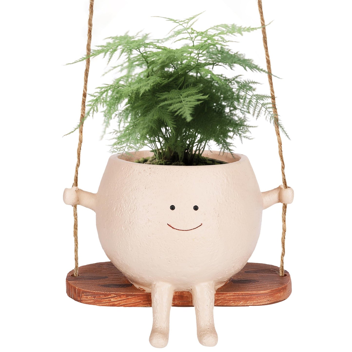 Boomluck Cute Smiley Face Hanging Planter Pot - Adorable Indoor/Outdoor Flower Plant Holder with Drainage Hole - Perfect for Home, Garden, Office Decor