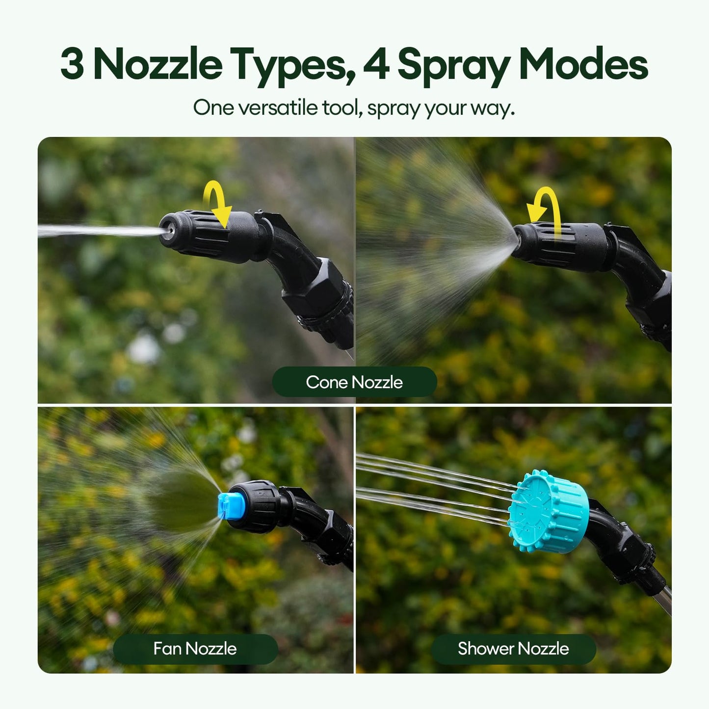 MAYGROVE 2 Gallon Electric Sprayer, Battery Powered Spray Bottle, Automatic Water Pump Plant Mister, Weed Yard Sprayer with 3 Nozzles, Ergonomic Handle, 3 Hours Long Battery Life