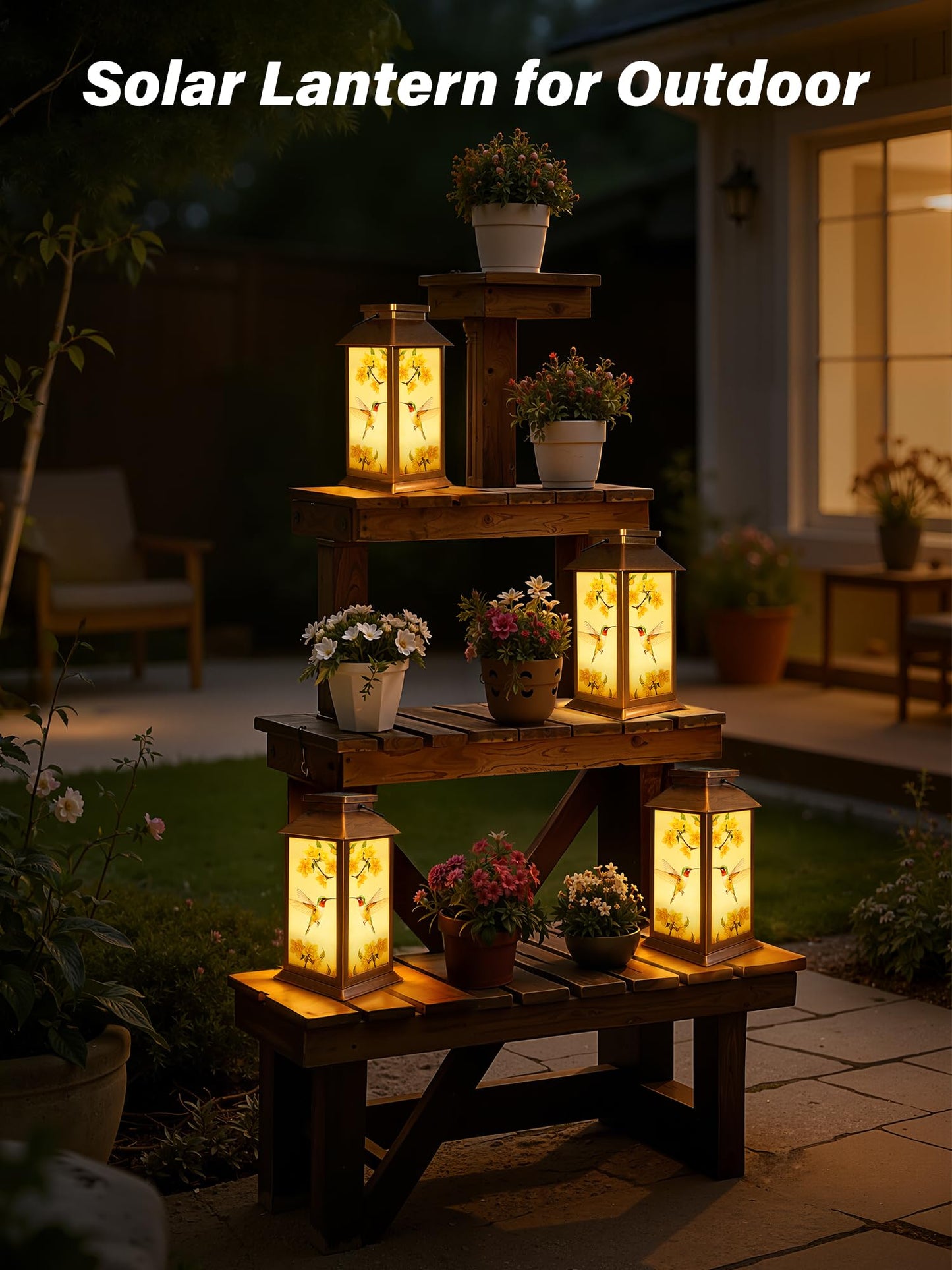 Mothers Day Gifts, Solar Lanterns Outdoor Waterproof Hummingbird Hanging Garden Decor Gifts for Mom Women Grandma, Outdoor Solar Lights for Garden Lawn Yard Patio Porch