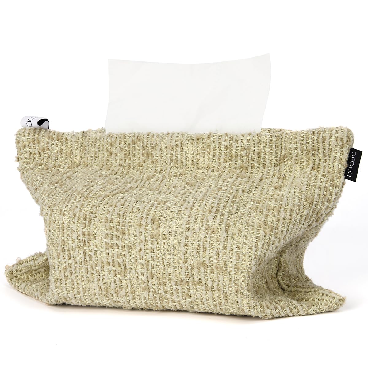 Nordic Forest Style Tissue Holder Bag Soft Khaki Chenille Fabric Pocket Tissue Holder Reusable Decorative Holder Decorations for Home Office Bathroom Car 10.6×7 inches