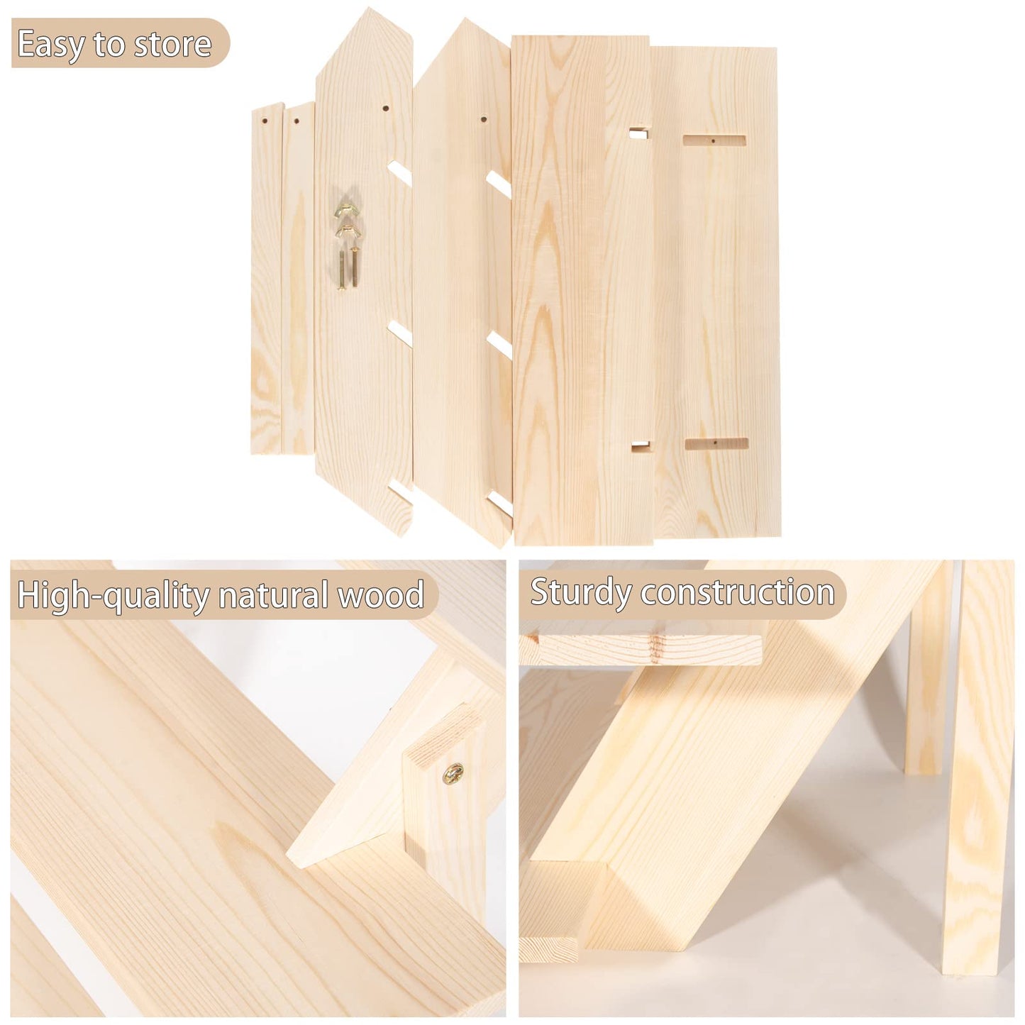 ZYP 4 Tier Wood Cupcake Display Stand,Retail Cookie Display Riser,Rustic Tiered Table Display Stand for Vendors Home Wedding Party,Nature