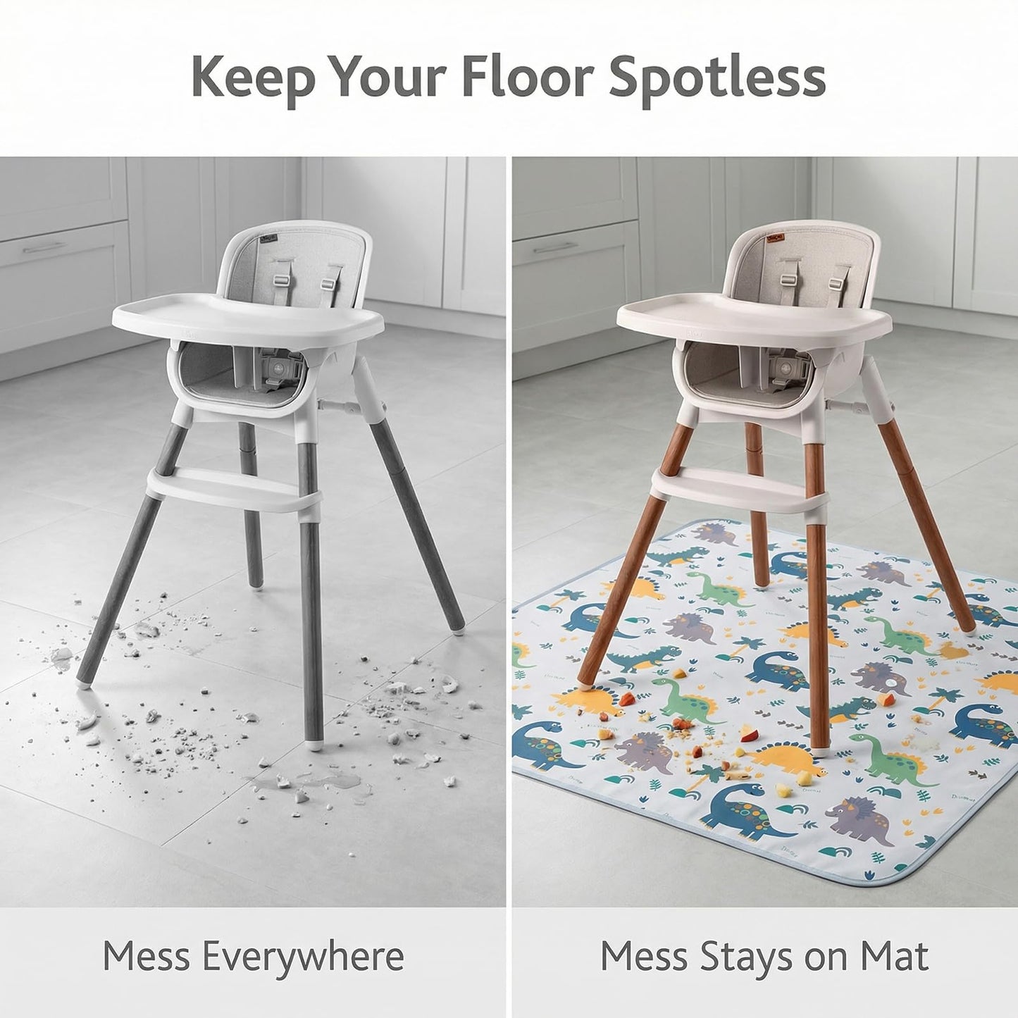 Splat Floor Mat for Under High Chair/Arts/Crafts by CLCROBD, 51" Waterproof Anti-Slip Food Splash Spill Mess Mat, Washable Portable Picnic Mat and Table Cloth