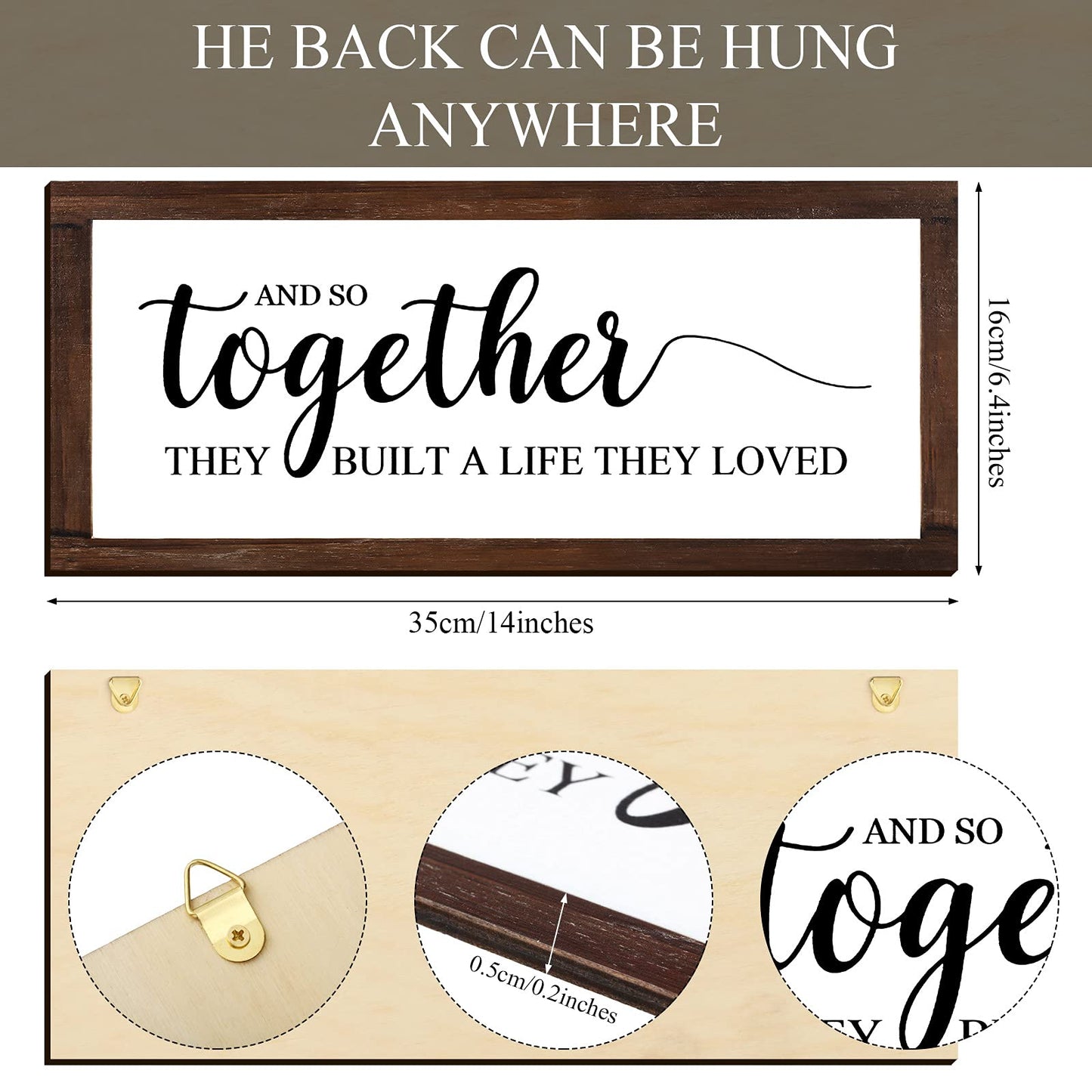 Jetec Farmhouse Wall Decor Rustic Modern Framed Hanging Plaque Together They Built a Life They Loved Sign 14 x 6.4 Inches Wooden Signs for Home Love Decorations