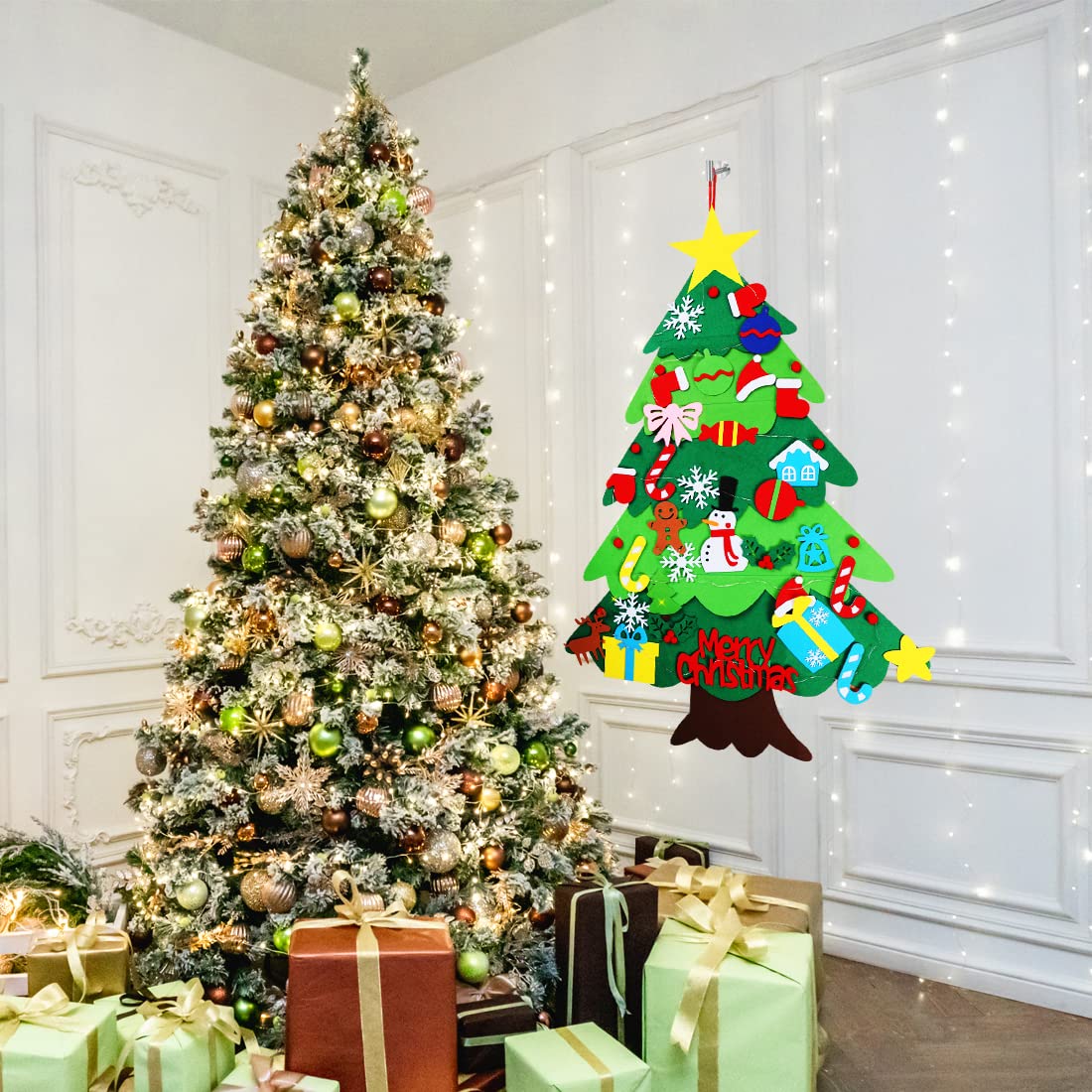 DIY Felt Christmas Tree-3.5 FT Wall Felt Christmas Tree Set for Xmas Gifts Home Door Wall Decoration