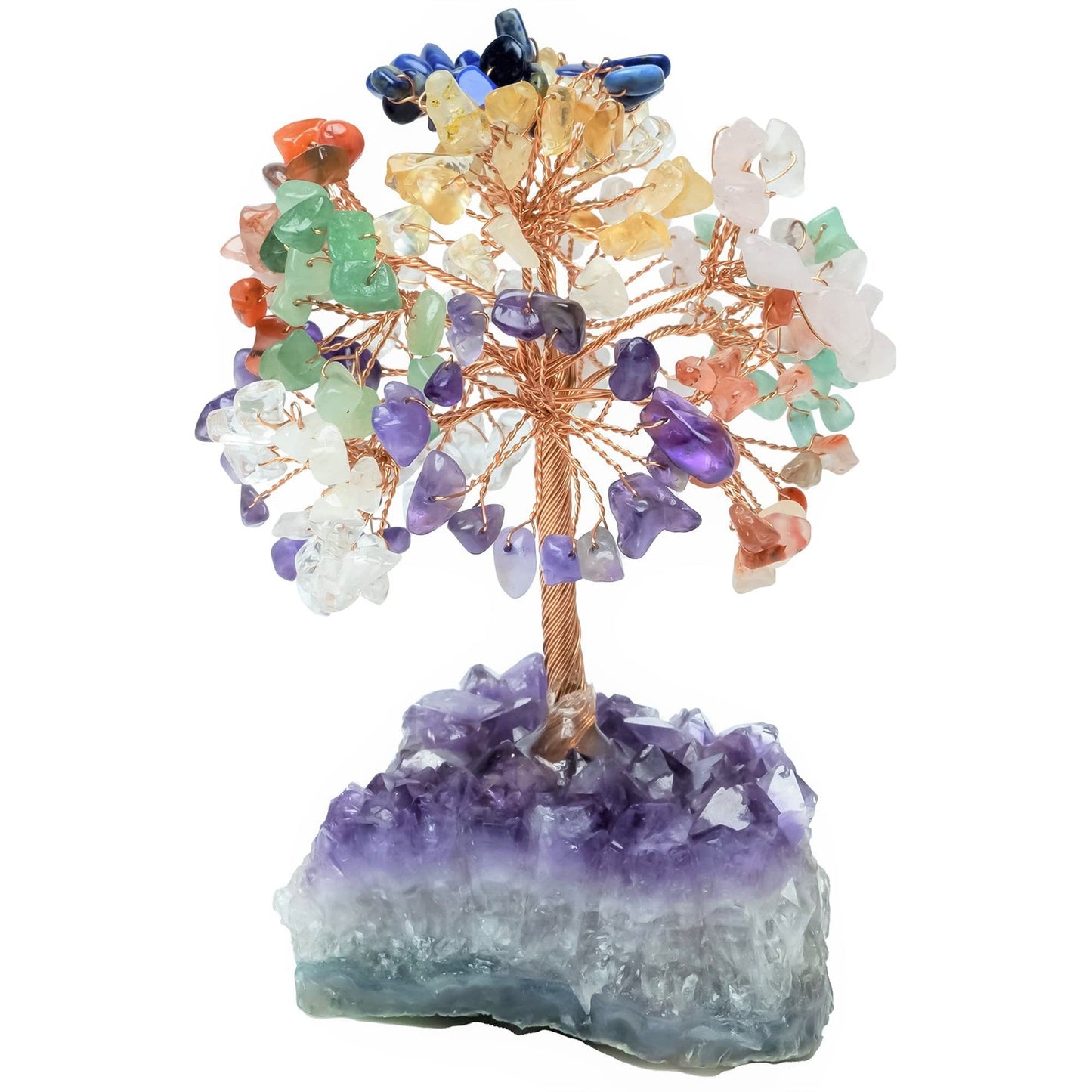 Crocon® 7 Chakra Crystals Birthday Gifts for Women with Amethyst Cluster Base, Meditation, Office Desk Decor, Healing Crystals Tree, Gifts for Mom & Sisters | Grandma Present Spiritual Decor