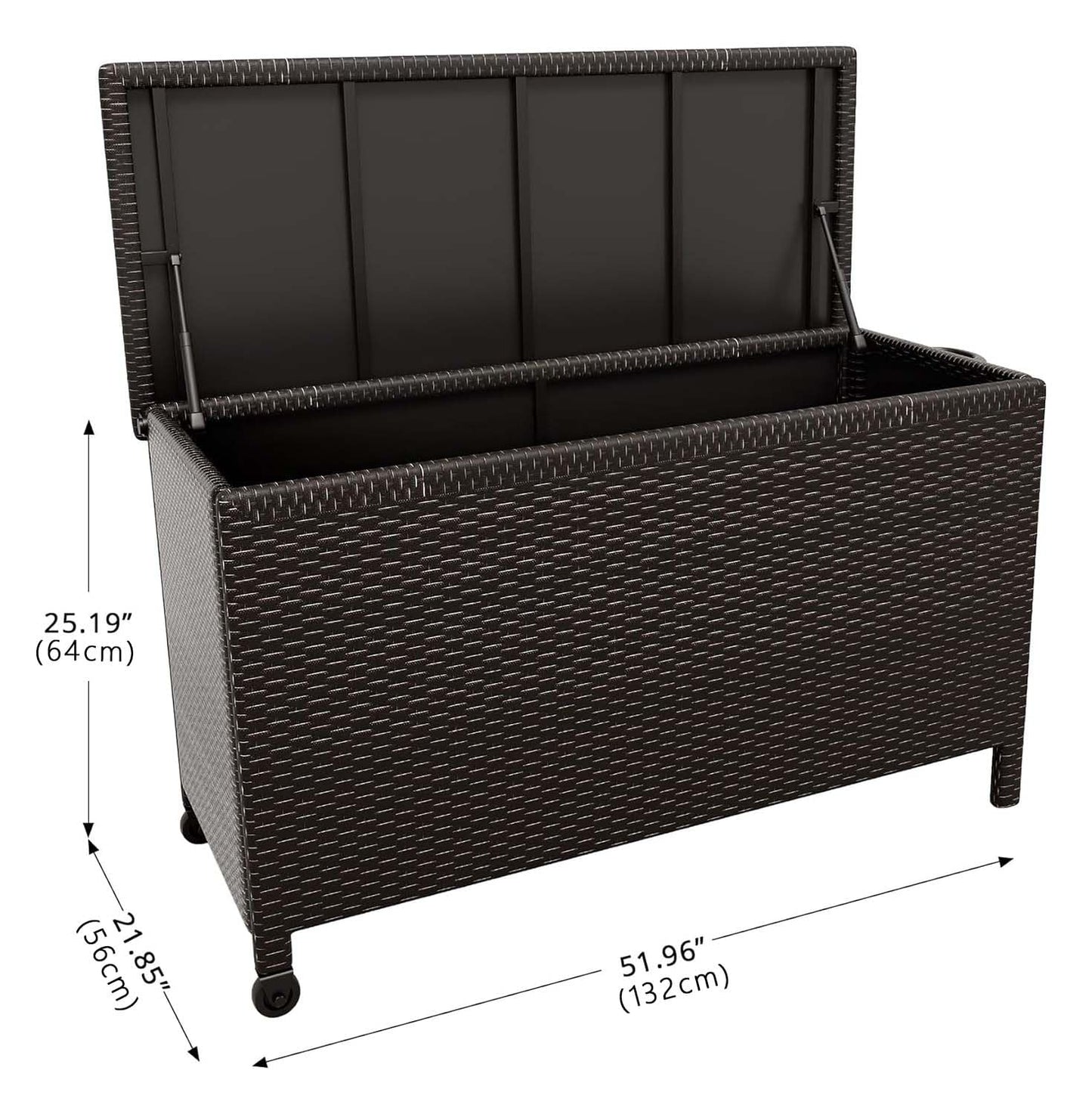 Wicker Deck Box, 125 Gallon All-Weather Outdoor Storage Box, Rattan Storage Bin for Patio Furniture, Outdoor Cushions, Pool Storage and Garden Tools, Brown