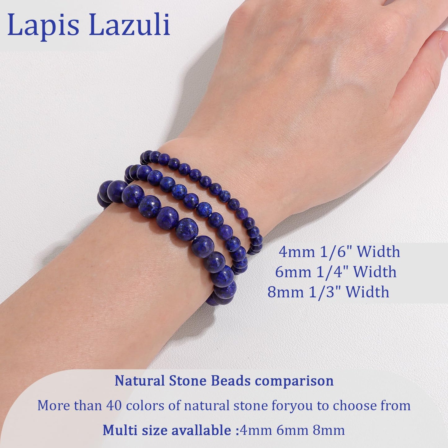 Vinswet Healing Crystal Bracelets for Women Men 4mm Lapis Lazuli Natural Stone Beaded Stretch Bracelet Handmade Gemstone Reiki Spiritual Jewelry Gifts