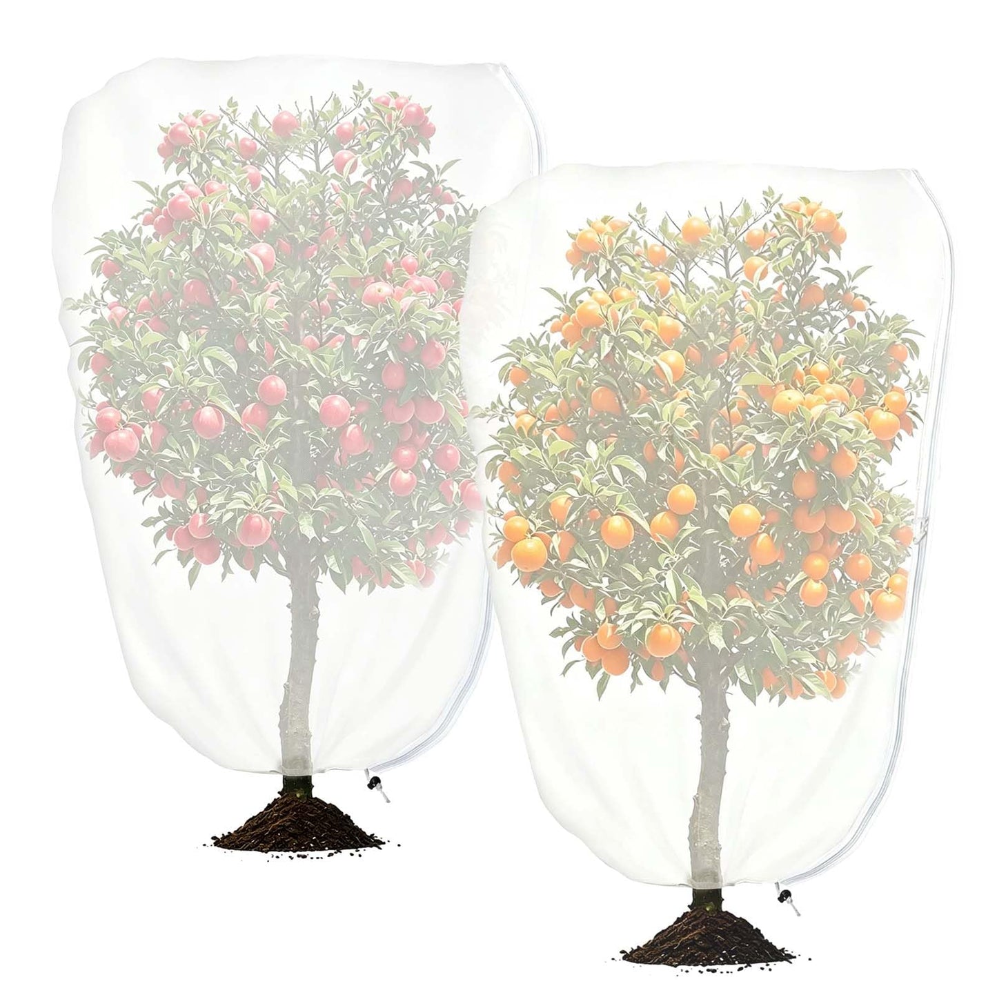 2Pcs 3.3 x 4.9Ft Garden Plant Shade Cover with Zipper Drawstring Non-Woven Sun Protection Plant Cover White Light Refraction Sunshade Cloth Netting for Small Plants, Potted Flowers Fruit Tree