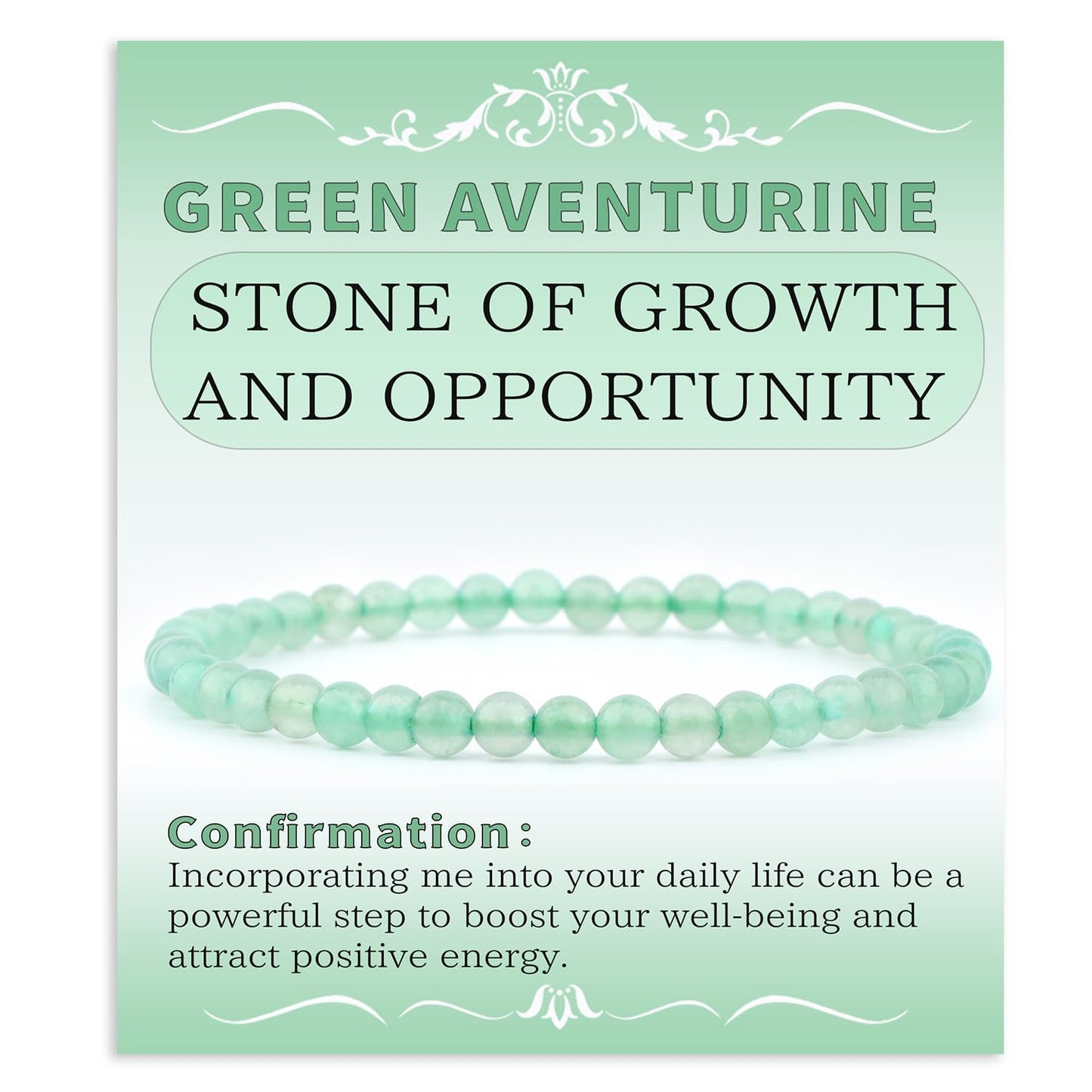 Bymitel 4mm Green Aventurine - Handmade Reiki Gemstone Stretch Bracelet, Natural Beauty & Spiritual Essence, Crystal Healing for Unisex Adults