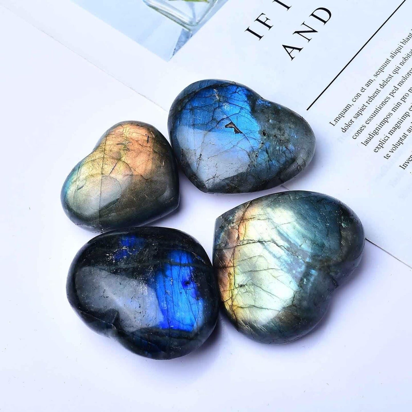 Large Heart Crystal Stones Healing Crystal Palm Polished Love Shaped Gemstones Blue Labradorite Heart Rock Meditation Gift 1.3-1.7Pounds