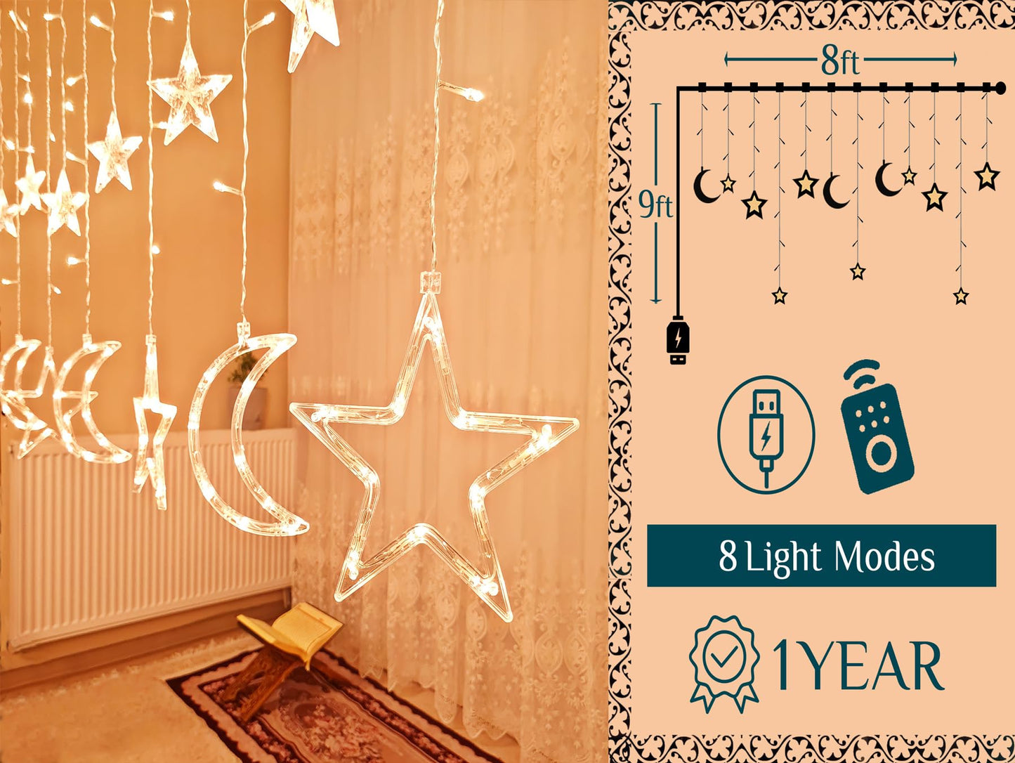OLEEK Ramadan Lights Decorations - Ramadan Decorations for Home 2026 - Ramadan Decoration Lights - Ramadan Gifts for Kids - Ramadan Decor - Ramadan String Lights زينه رمضان - Ramadan led Lights