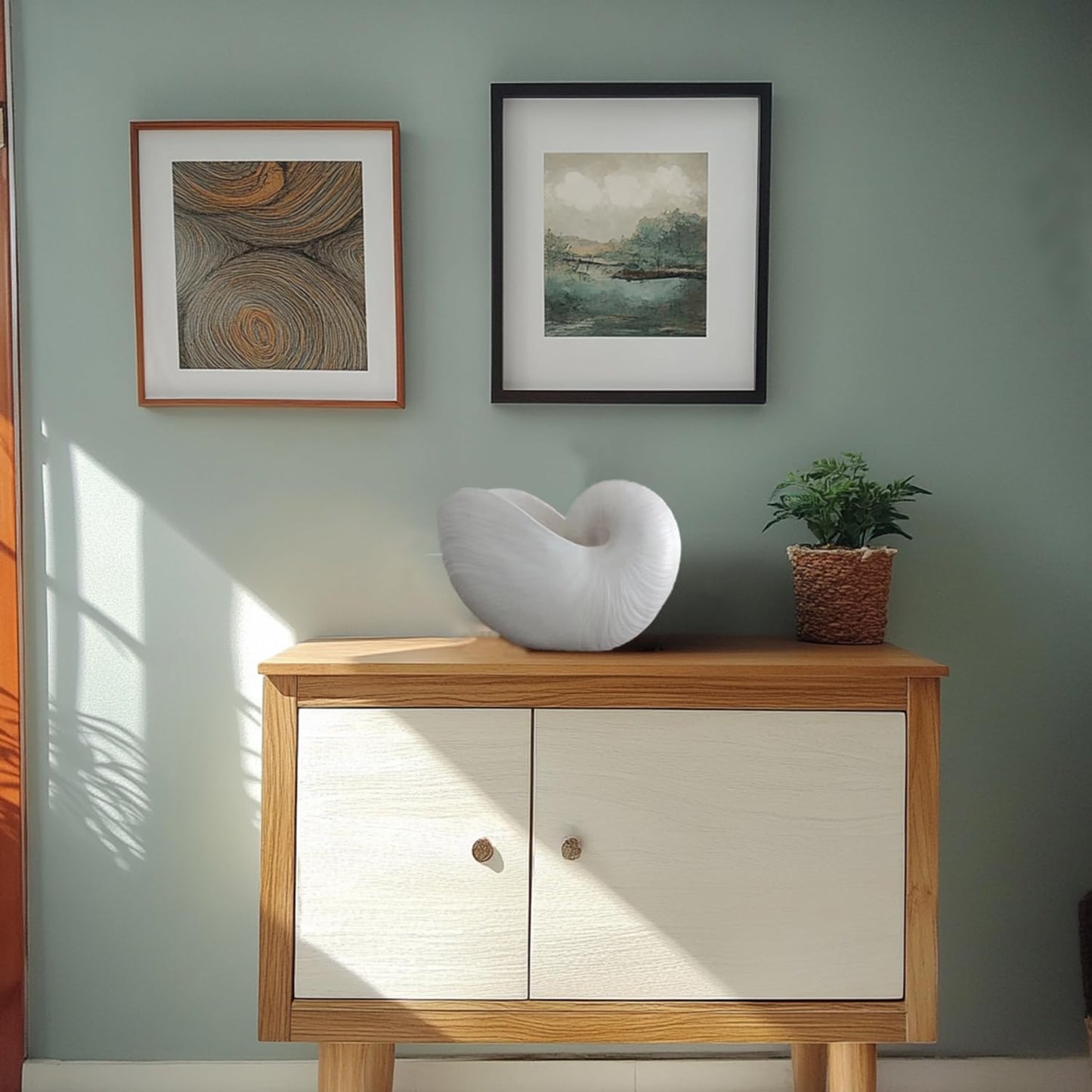 Braxio Coastal Home Decor Bundle - Seashell Planter Pot & Fluted Fruit Bowl Set - Resin Bathroom Shelf & Kitchen Counter Decor for Beach House, Wedding Gift (12.25" & 12" Sizes)