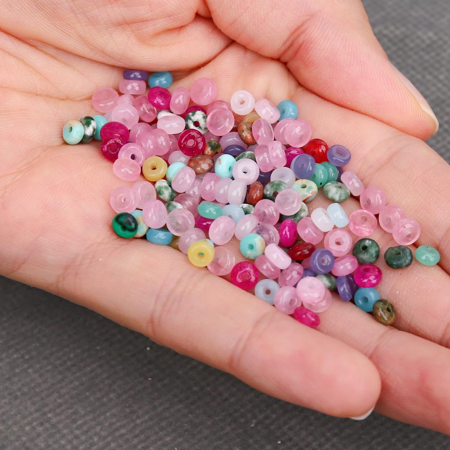 BONNY BOXX 1 Strand (150PCs) Natural 2 * 4mm Colorful Rondelle Beads, Natural Abacus Disk Stone Beads Loose Spacer Gemstone for DIY Bracelet Necklace Jewelry Making
