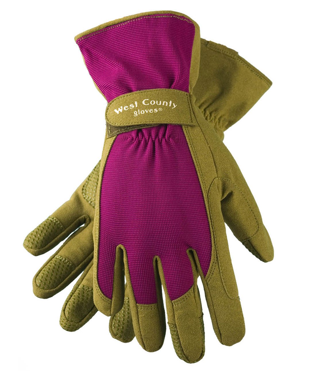 West County 074B/XS Classic Gloves – X-Small, Berry, Gardening Gloves w/Extended Cuff, Dotted Palm and Finger Tips