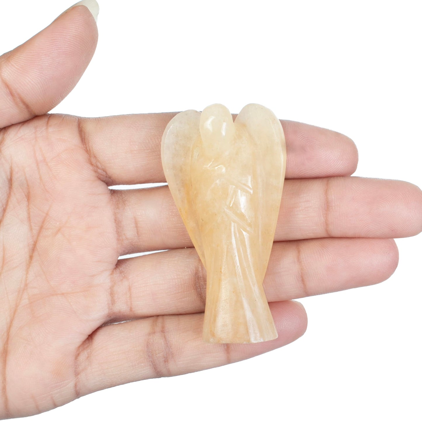 "Yellow Aventurine Gemstone Pocket Angel Healing Figurine, Hand Carved Guardian Angel - Crystals for Positive Energy, Handmade Mini Statue for Love, Peace & Healing, Natural Gemstone Healing Figurine"