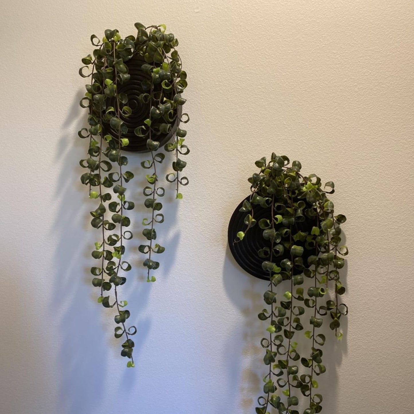 Set of 2 Wall Planter for Indoor Plants, Boho Wall Decor for Living Room, Bathroom,Hanging Planter for Artificial Flower Plants(Black)