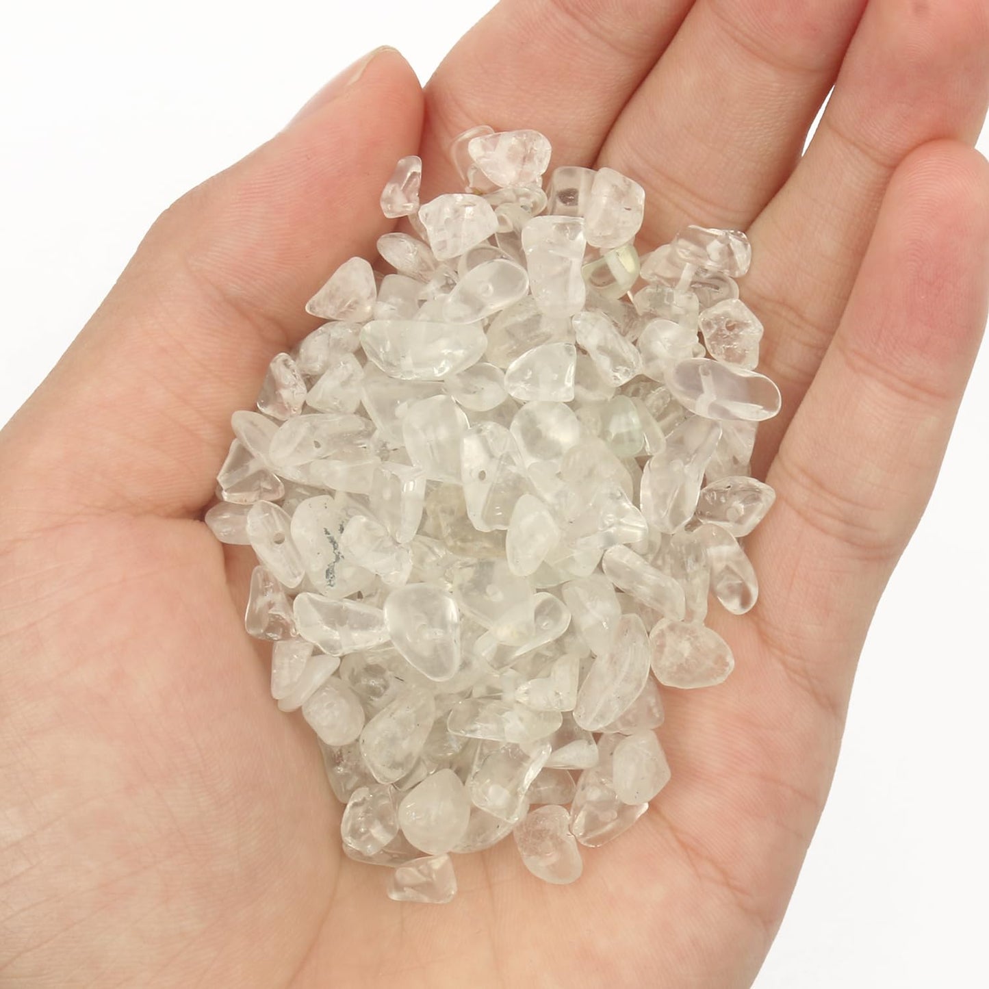 30in Clear Quartz Natural Chip Stone Beads 5-8mm About 230pcs, Irregular Drilled White Bead for Bracelets Jewelry Making Supplies for Adults, DIY Crafts.