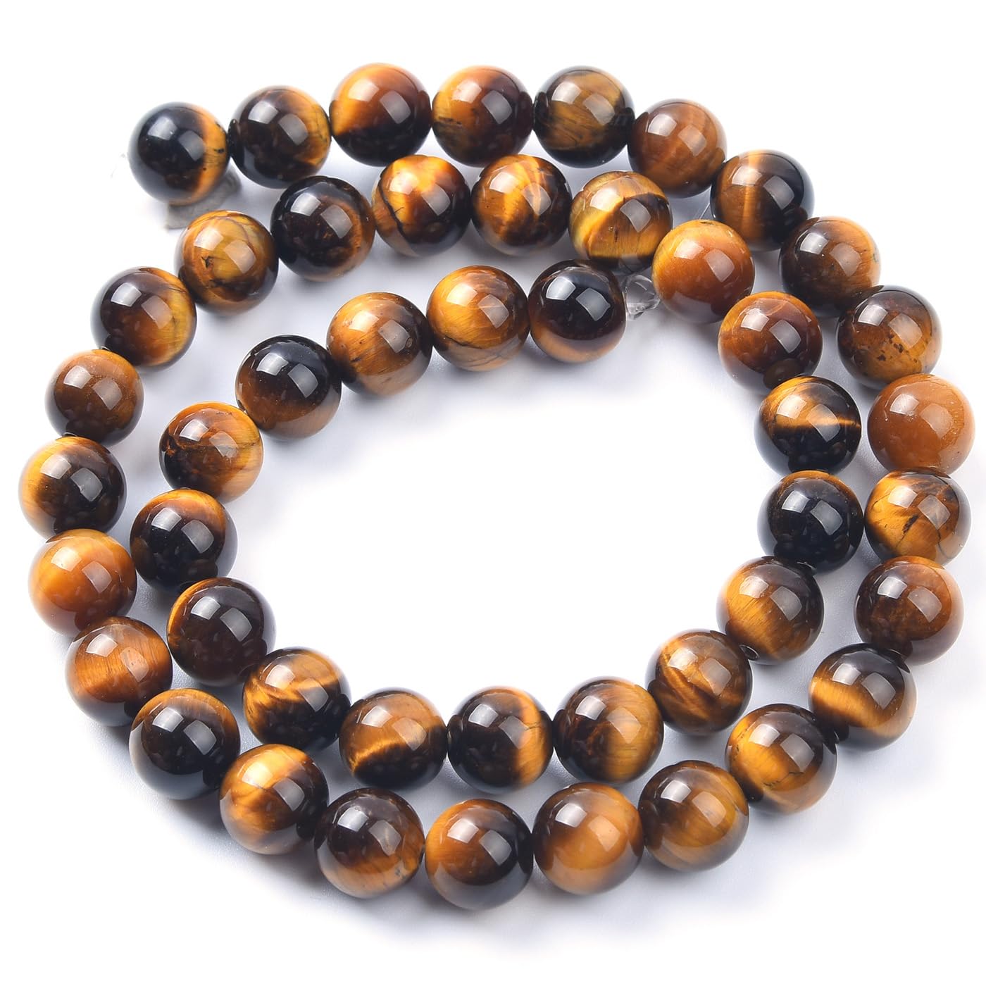 10mm Natural Yellow Tiger Eye Beads Round Gemstone Loose Beads for Jewelry Making (38pcs/Strand)
