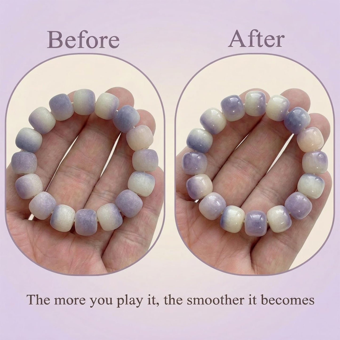 Qchengsan Natural Bodhi Bracelet for Women, Fidget Bracelet for Anxiety Relief, Stress Relief Beaded Sensory Jewelry for Adults, Healing Meditation Gifts for Women, Birthday Gifts for Women