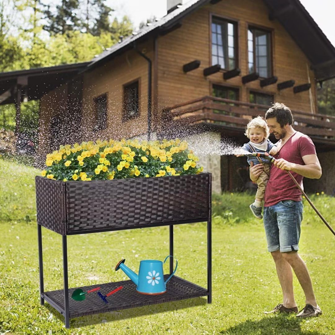WONDER GARDEN Raised Garden Bed-Planter Box - Elevated Raised Garden Beds Outdoor with Legs & Storage Shelf for Vegetables Flower Herb Backyard Patio