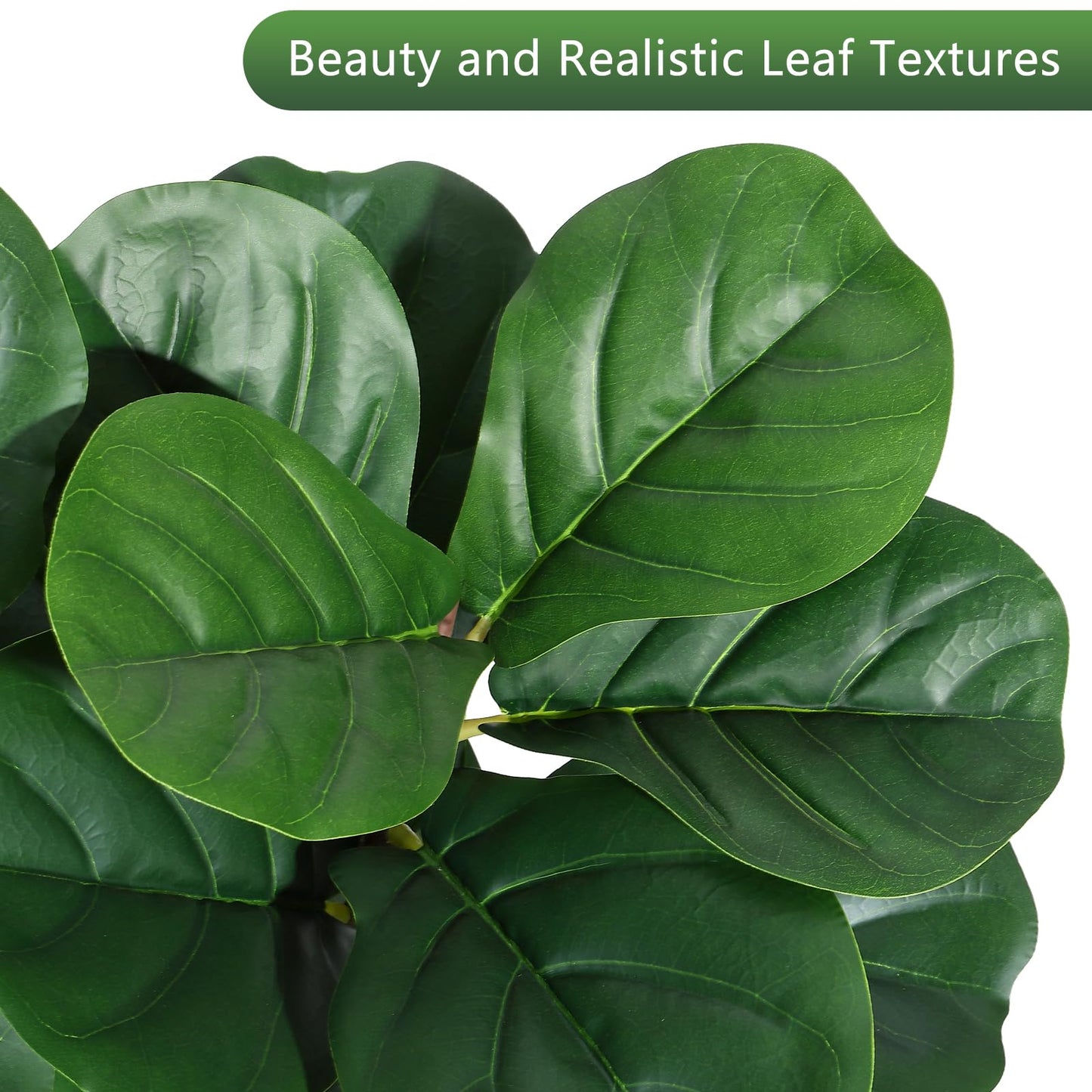 4 ft Fiddle Leaf Fig Tree Artificial with 48 Leaves - Realistic Faux Ficus Lyrata Trees in 7.8 in White Planter Pot, Indoor Fake Floor Plants for Home Office Living Room Decor, Housewarming Gift