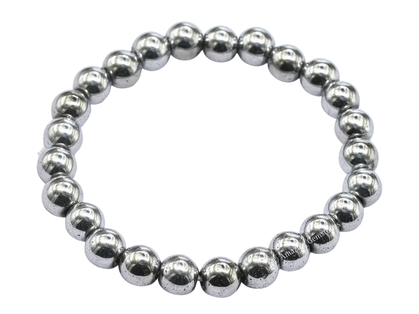 Amazing Gemstone Crystal Bracelet for Women Men's Gifts - Protection Healing Crystal Bracelet - 8mm Gemstone Beaded Stretchable Bracelet Pulseras Para Hombres Mujer Stocking Stuffers Mothers Day Gift (Silver Hematite)