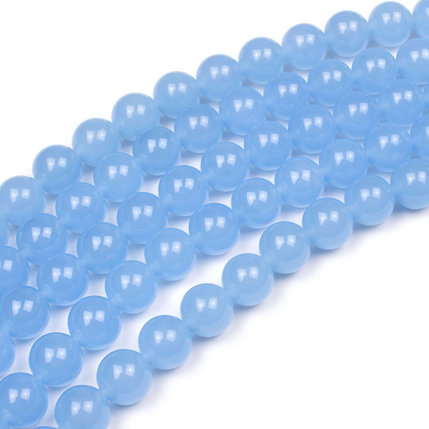 MJDCB Natural Aquamarine Chalcedony Round Loose Beads for Jewelry Making DIY Bracelet Necklace (10mm)